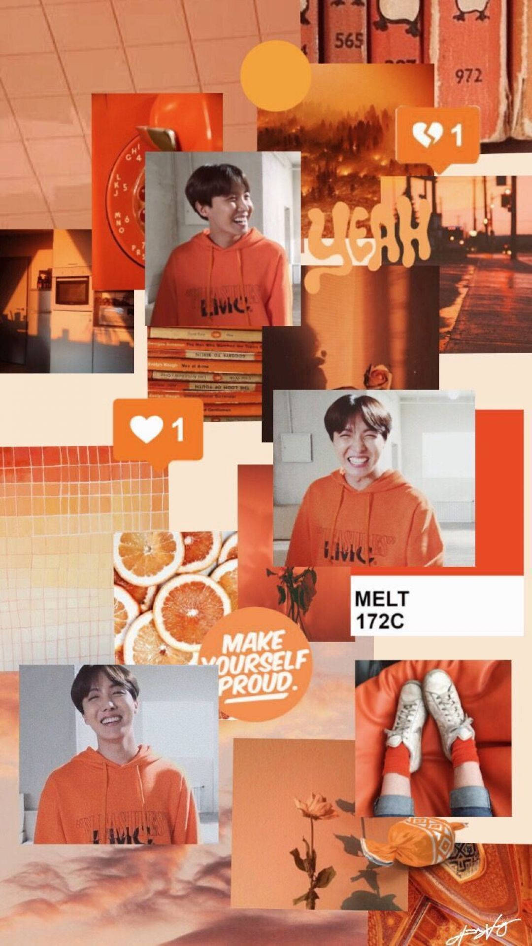 Oranje BTS Estetiese Jhope Muurpapier