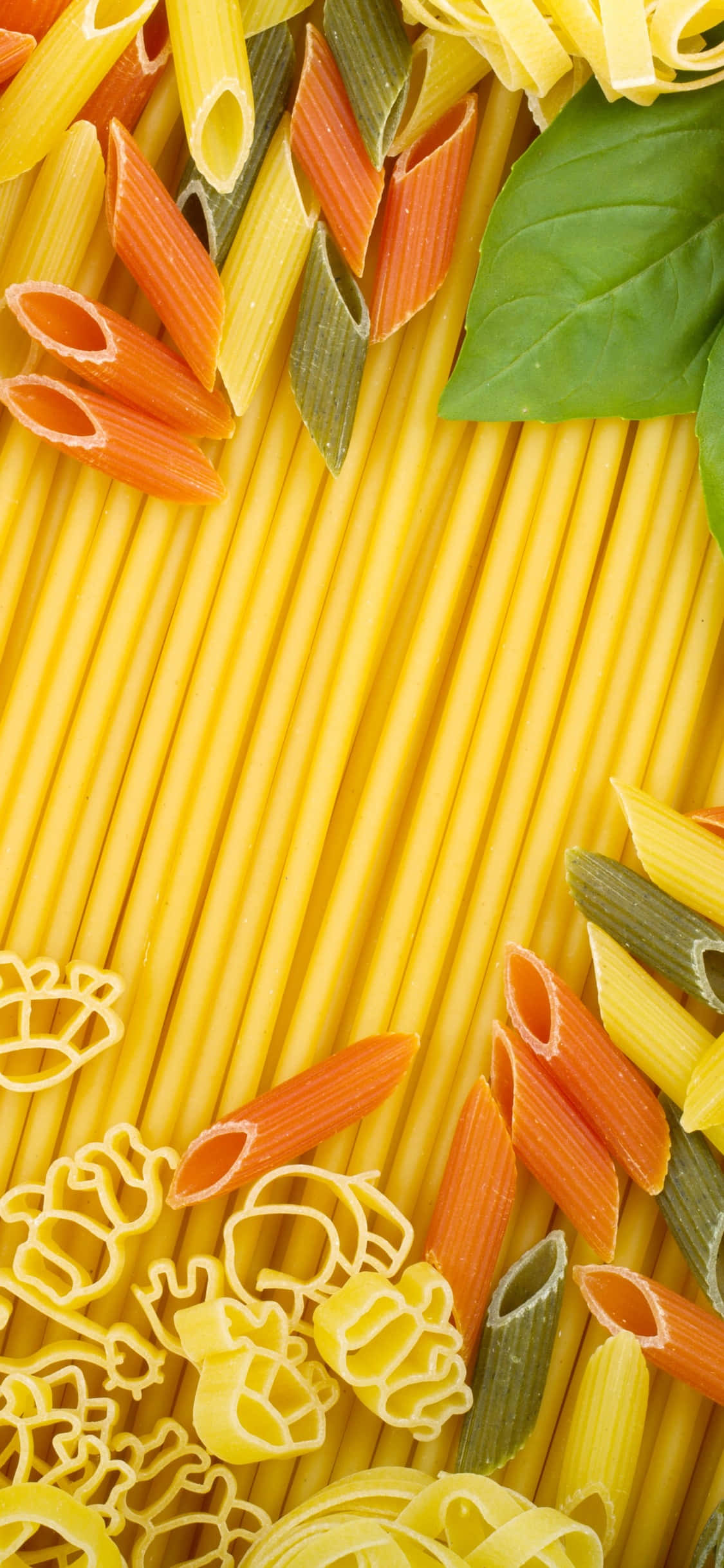Oranje en Groen iPhone X Pasta Agtergrond Muurpapier