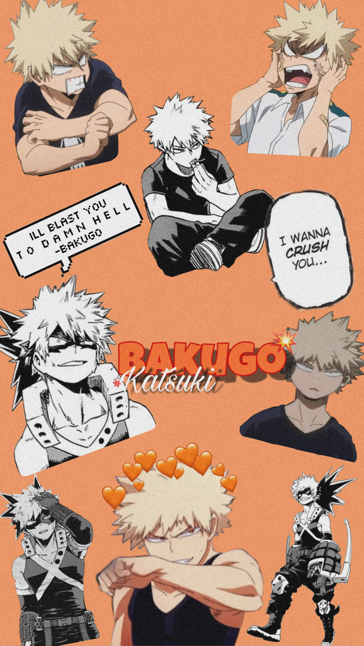 Oranje Estetika My Hero Academia Katsuki Bakugo Lyne Muurpapier