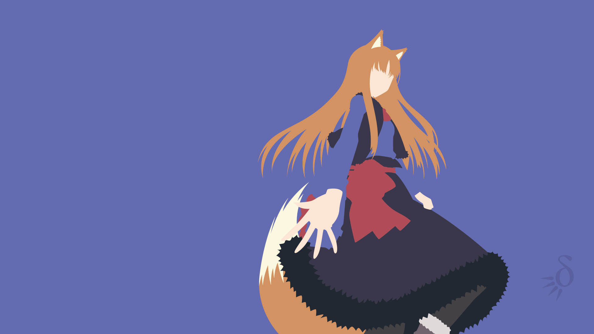 Oranje Hare Jakkalsmeisie Minimalistiese Anime Muurpapier