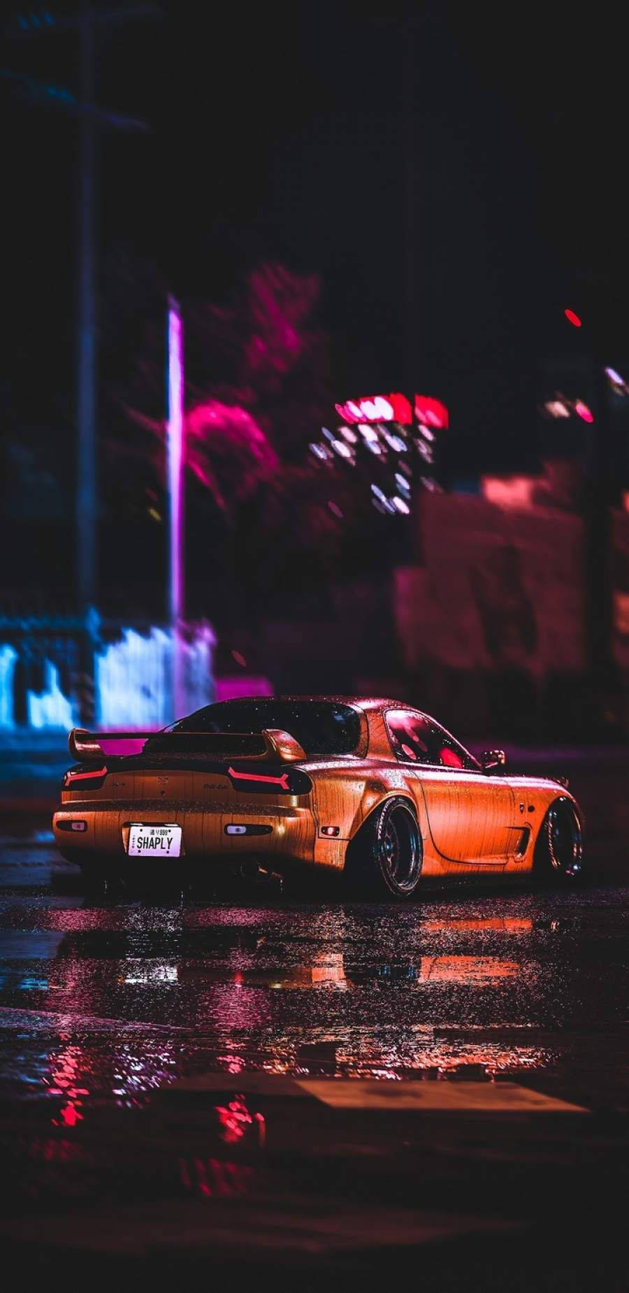 Oranje JDM Motors Estetiek Snags Muurpapier