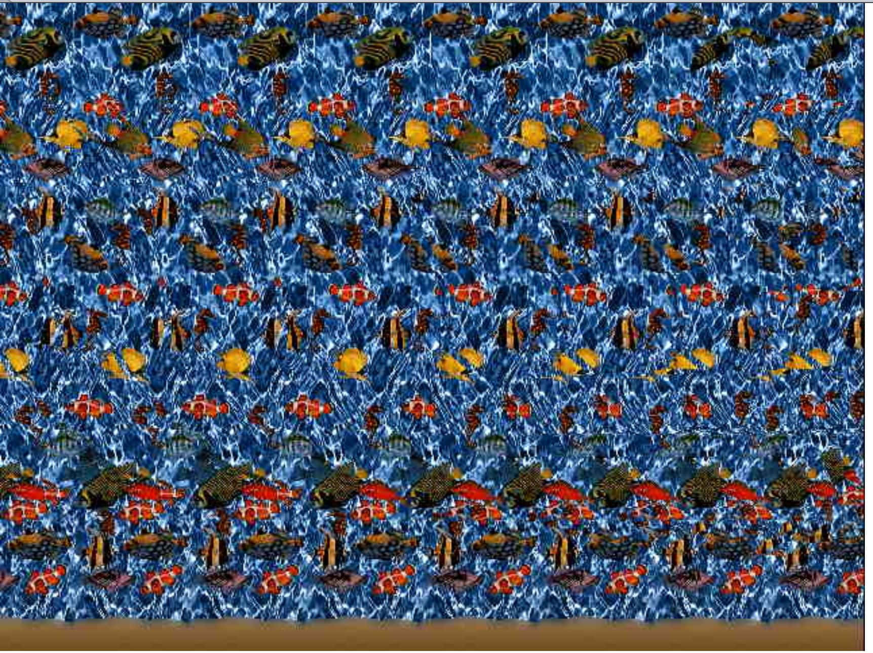 Oseaan Klownvis Magiese Oog 3D Stereogram Prent Muurpapier