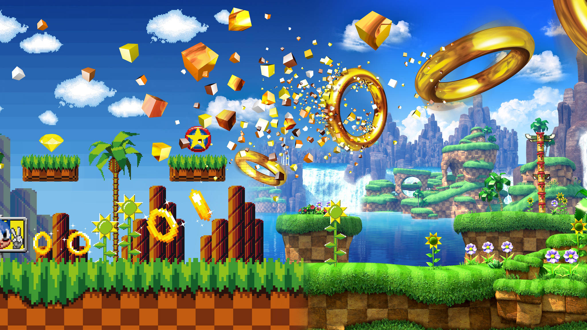 Ou en Moderne Green Hill Zone Muurpapier
