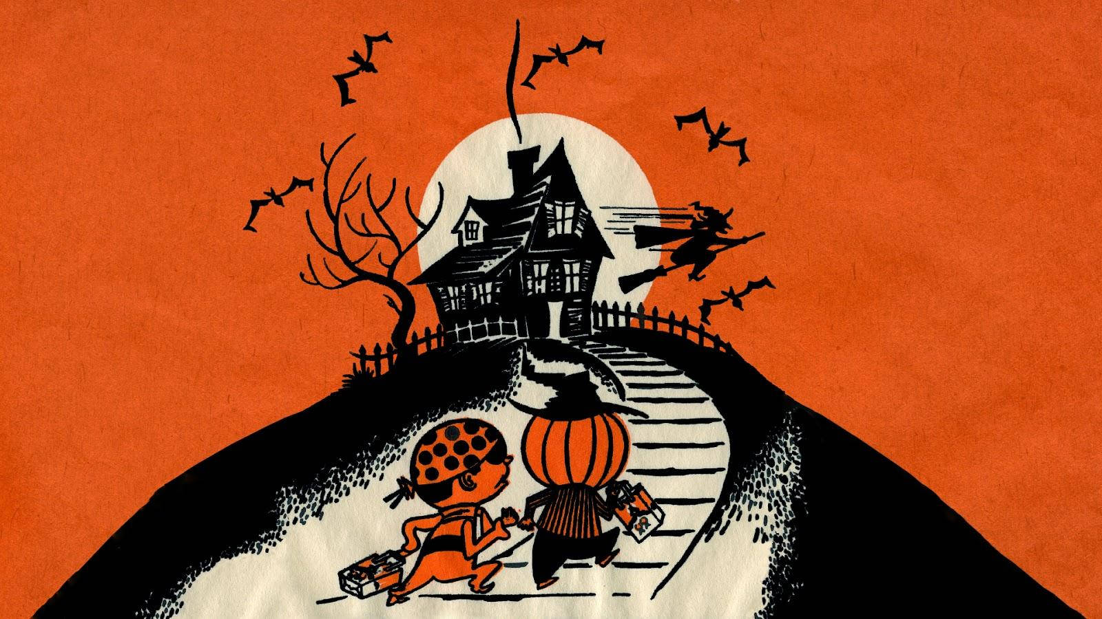 Ouderwetse Halloween Lekkerny of Streek Muurpapier