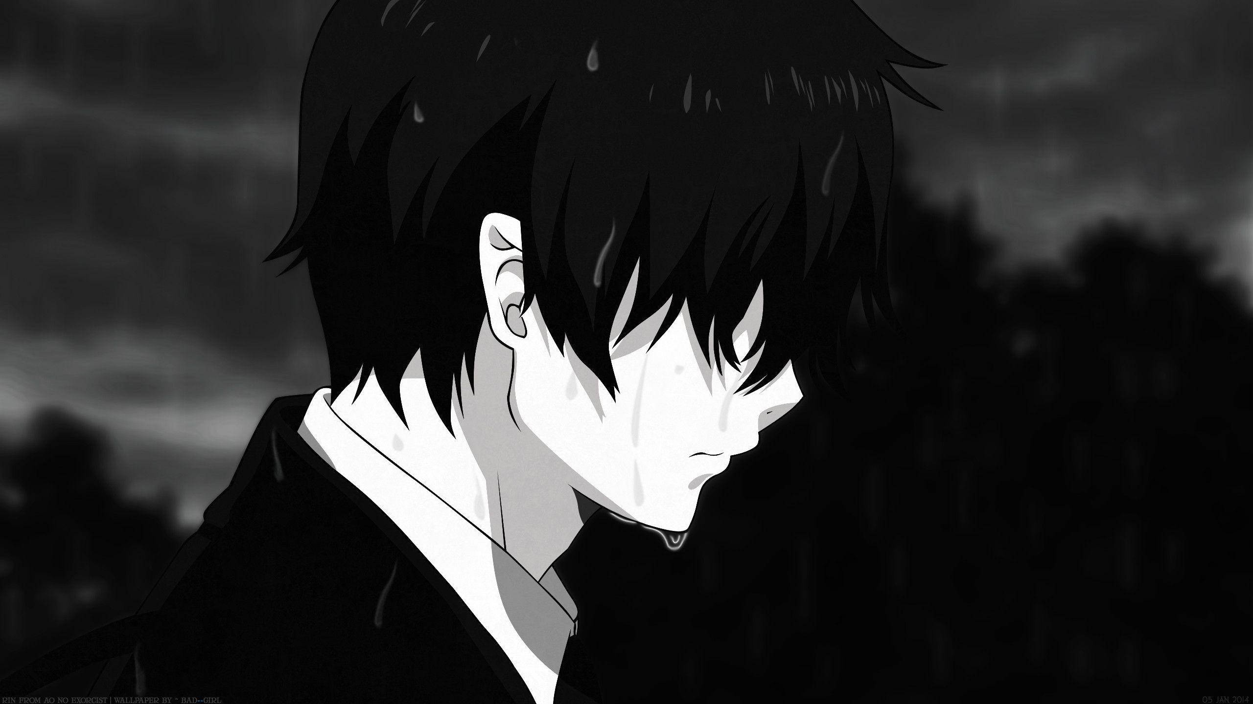 Oulik Anime PFP Swart en Wit Emo Muurpapier