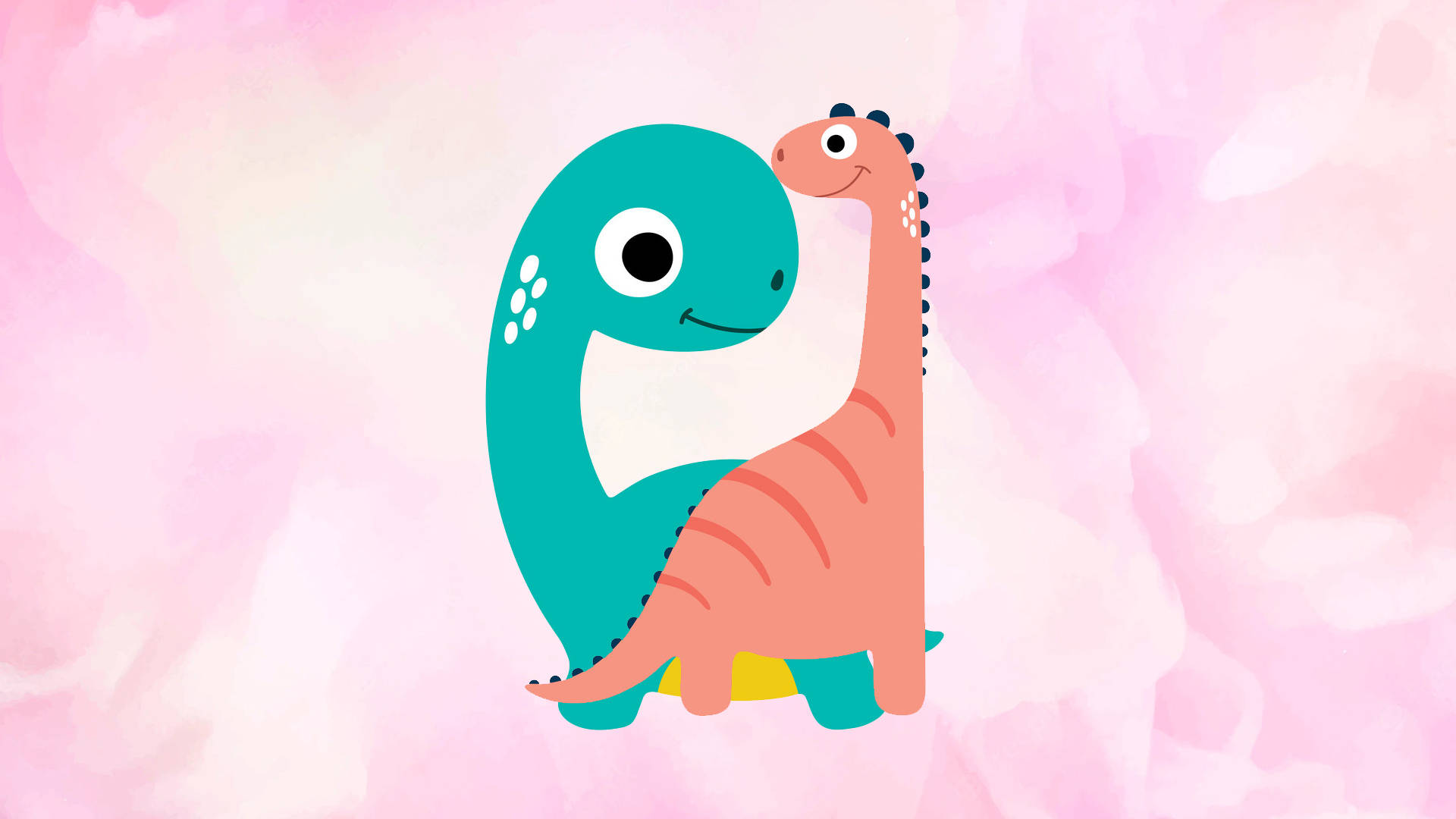 Oulik Pienk Dinosourus Naby Vriend Muurpapier