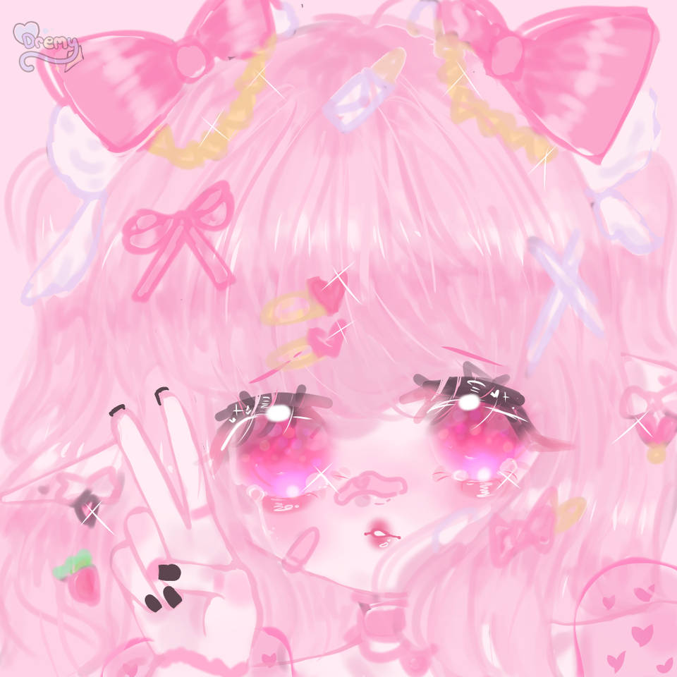 Oulik Profielfoto Pienk Anime Meisie Muurpapier