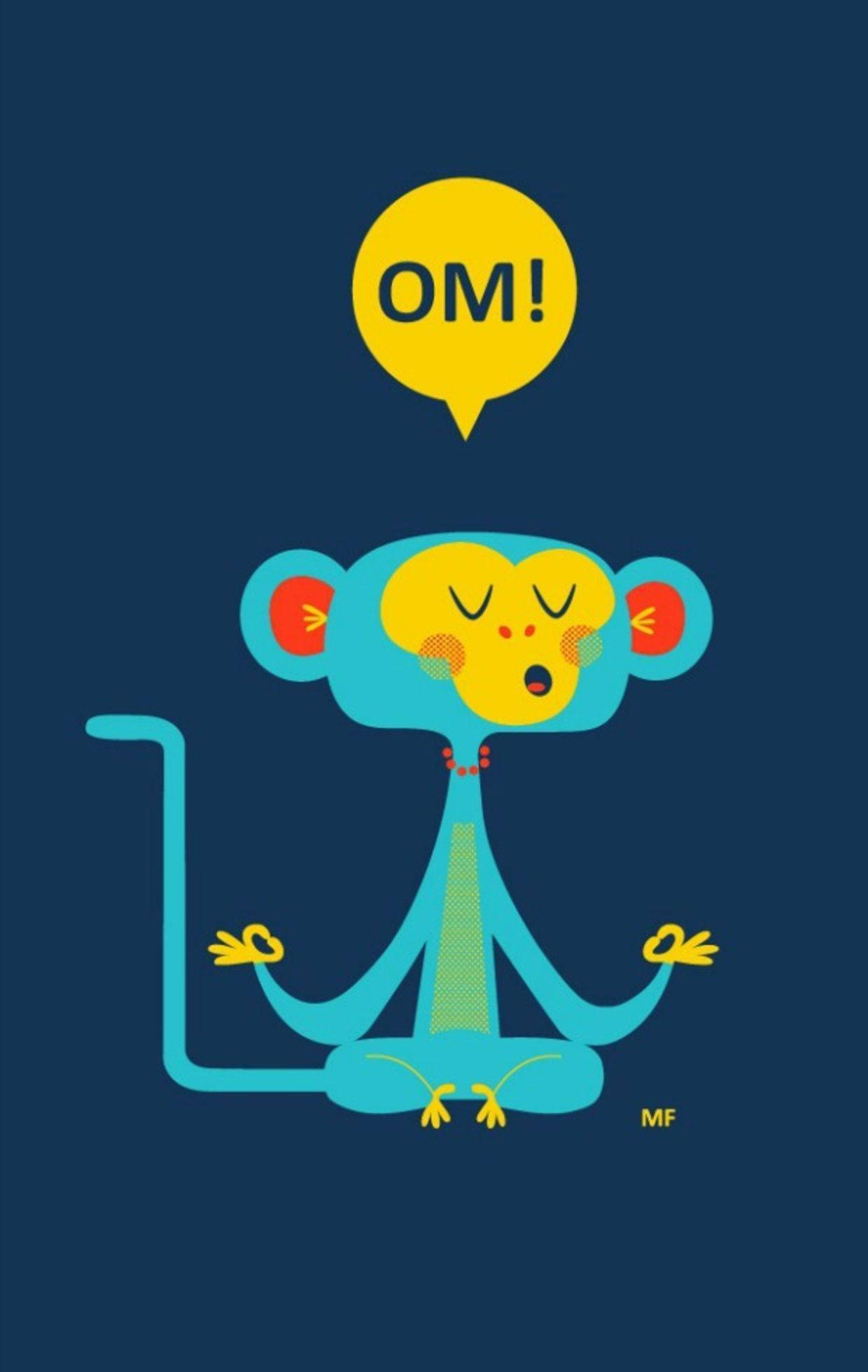 Oulike Aap in Meditasie Grafika Muurpapier