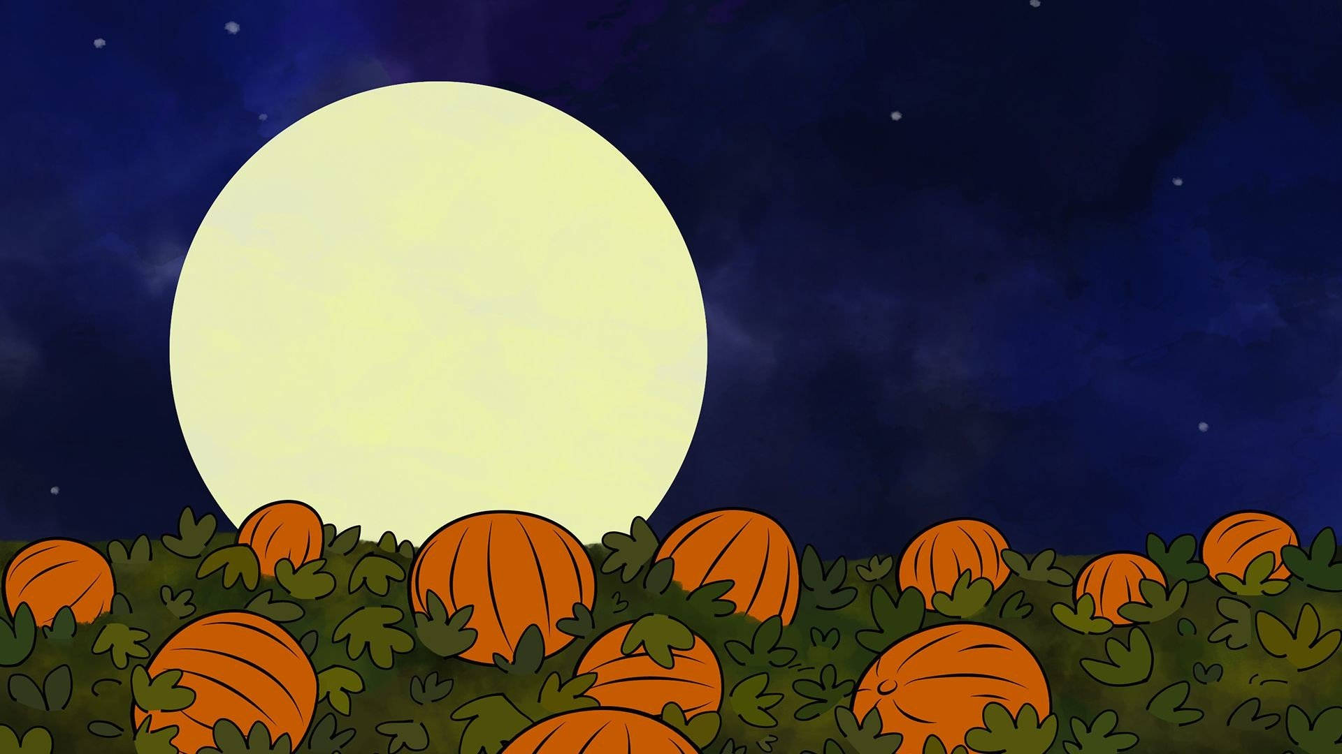 Oulike Aestetiese Halloween Pampoene en Maan Muurpapier