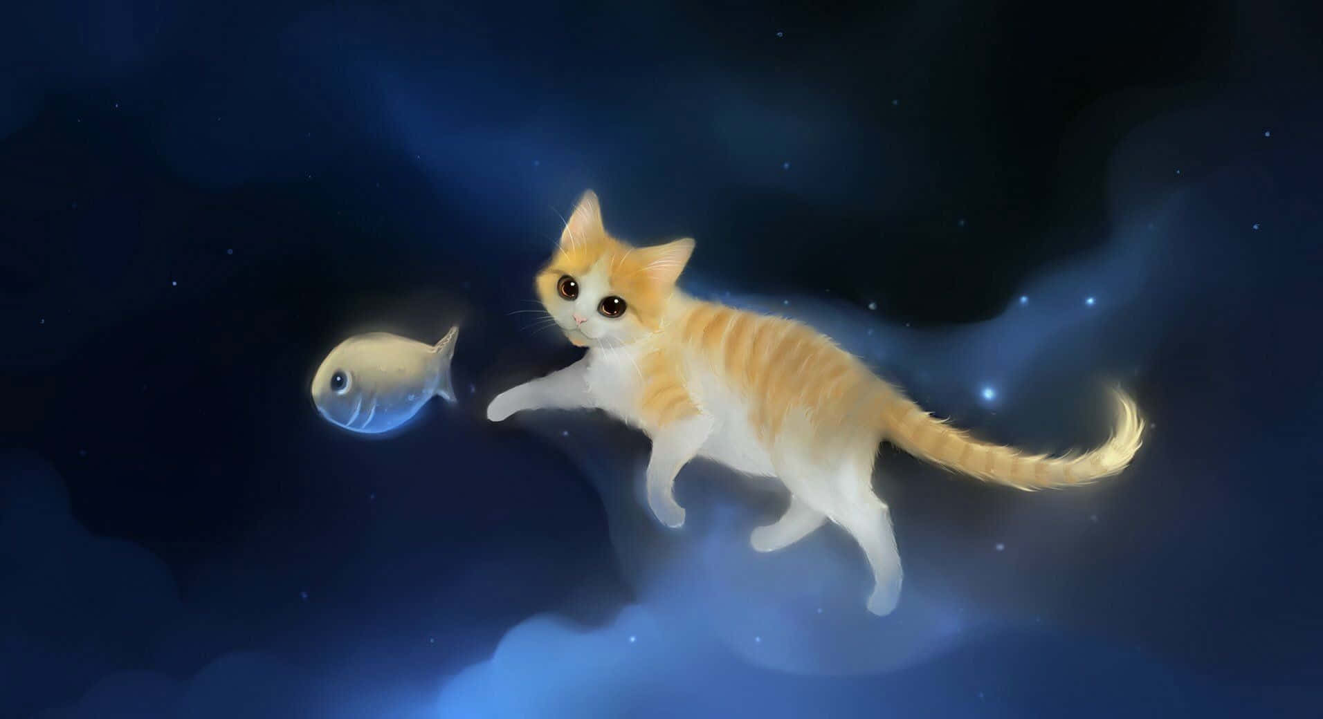 Oulike anime kat wat met 'n skoenlapper speel Muurpapier