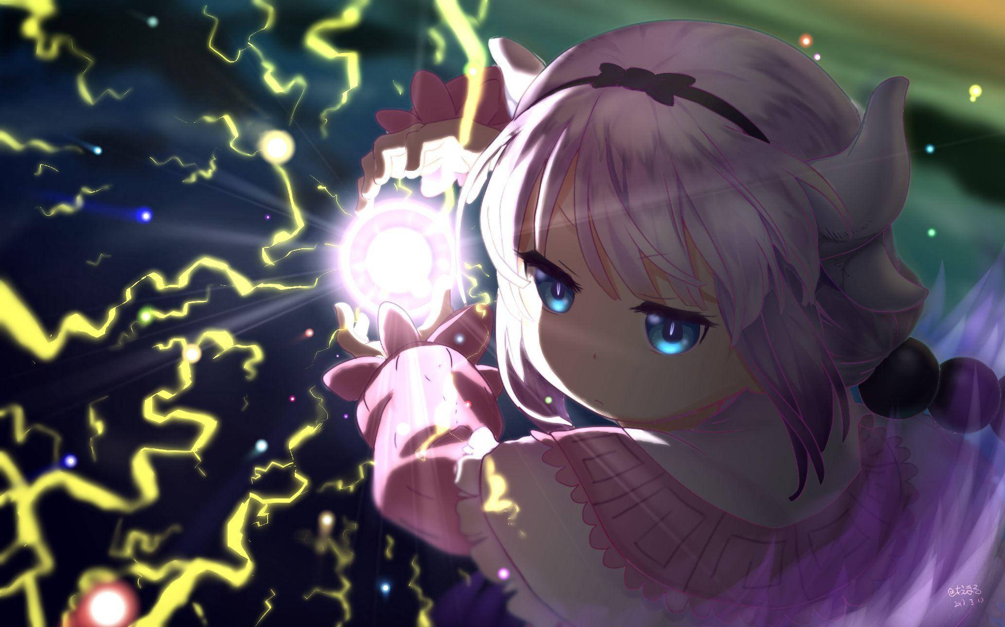 Oulike Anime PFP Kanna Draak Muurpapier