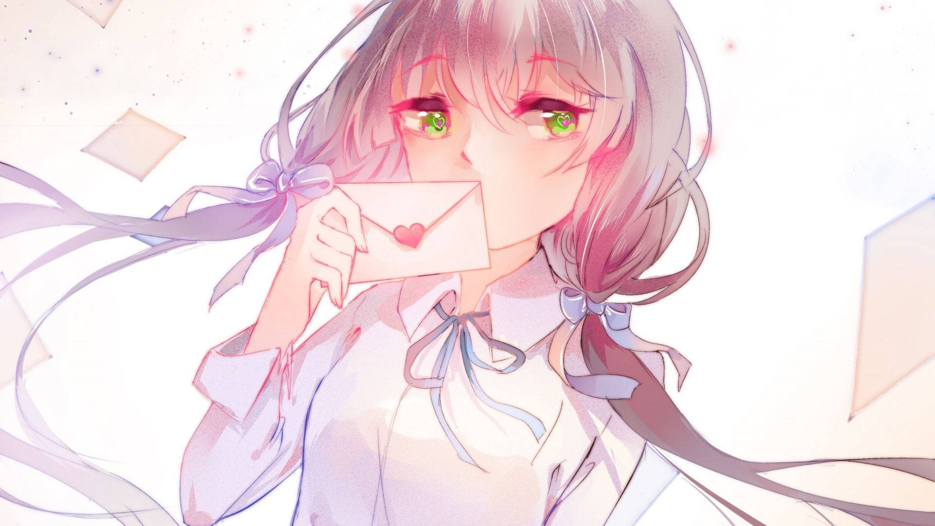Oulike Anime PFP Meisie met Groen Oë Muurpapier