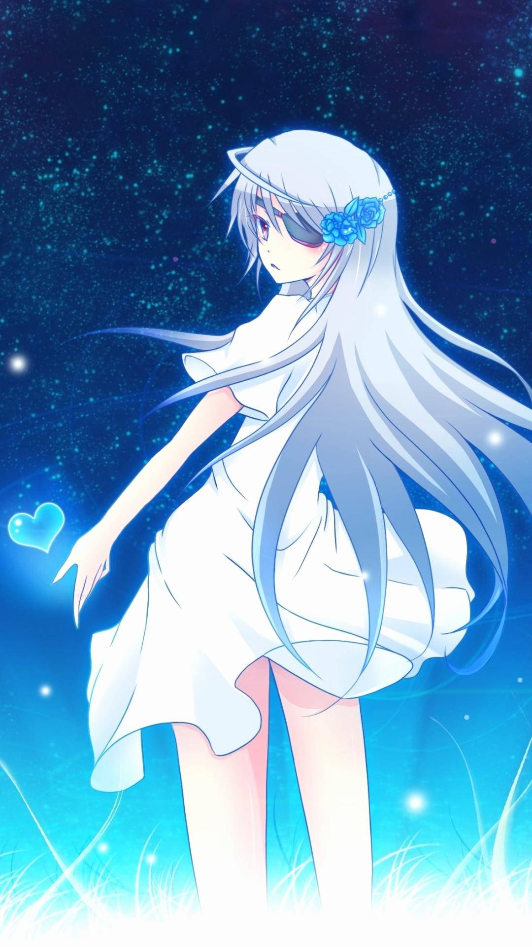 Oulike Anime PFP Blou Dame Muurpapier