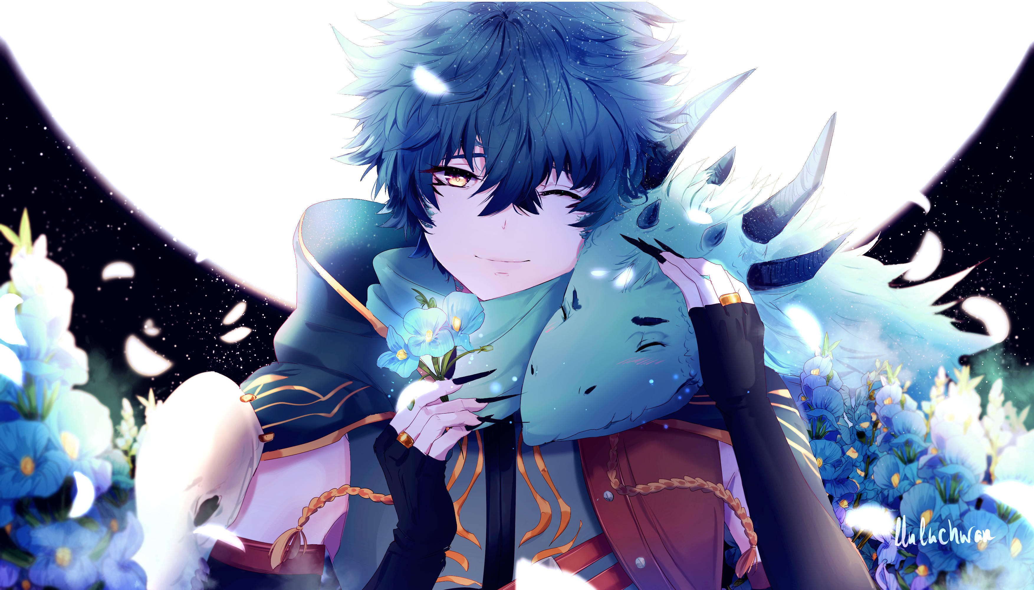 Oulike Anime PFP Seun en 'n Draak Muurpapier