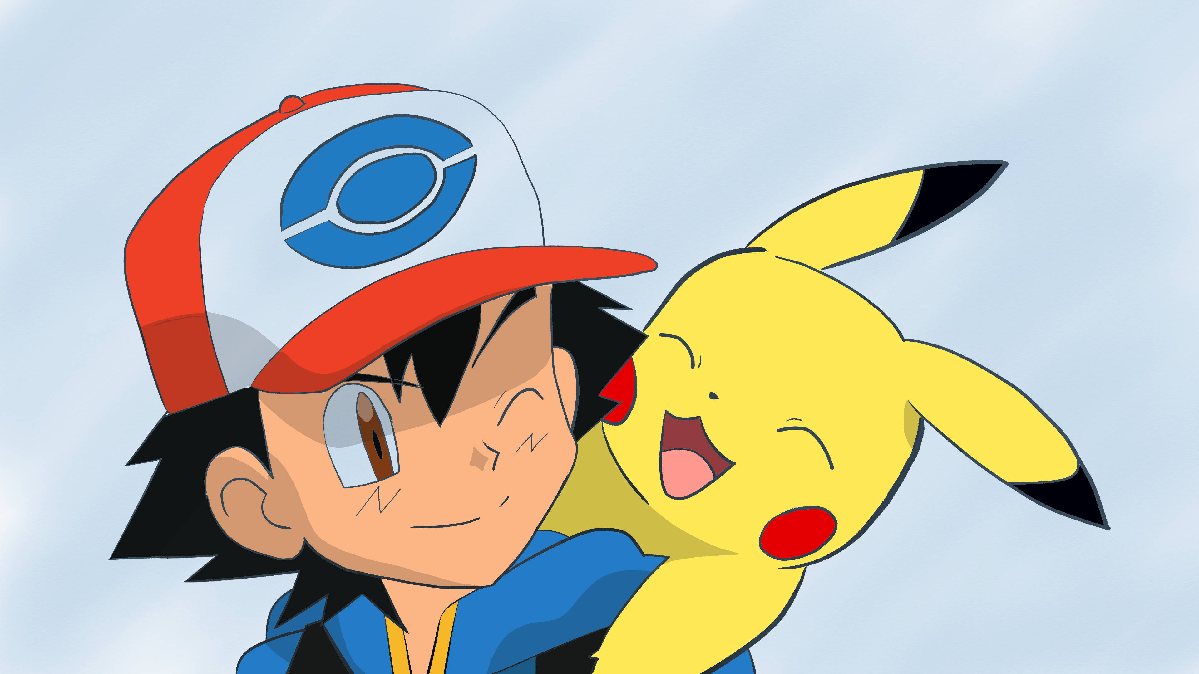 Oulike Ash en Pikachu 4K Muurpapier