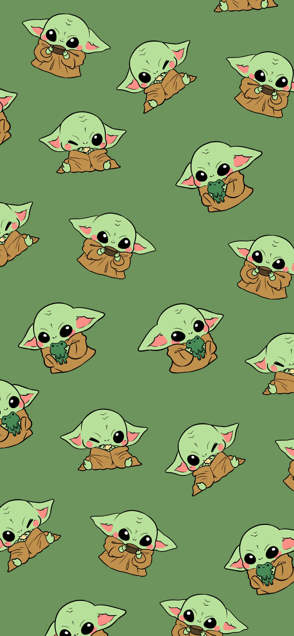 Oulike Baby Yoda Patroon Prent Muurpapier