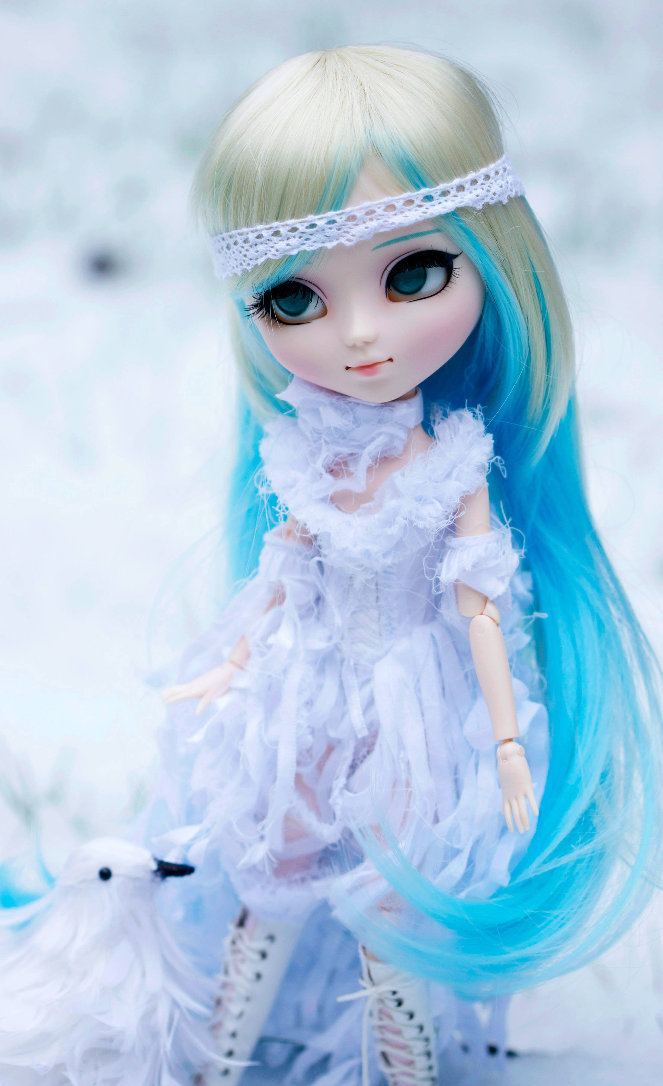 Oulike Barbie-pop Blond Blou Hare Muurpapier