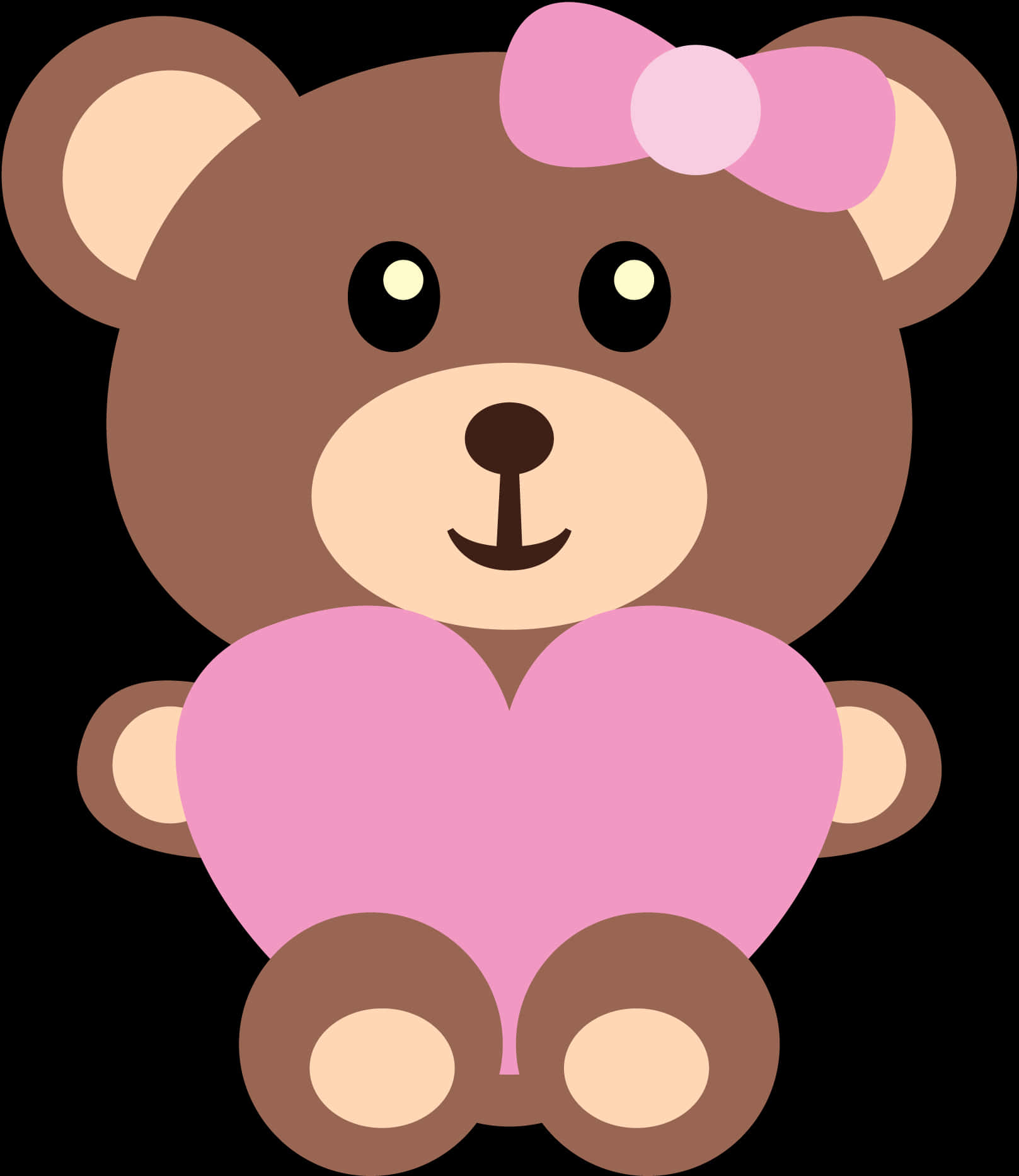 Oulike Bruin Teddiebeer met Pienk Hart Muurpapier