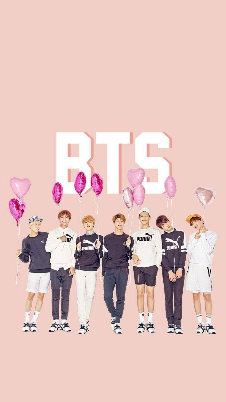 Oulike BTS Hartballonne Muurpapier