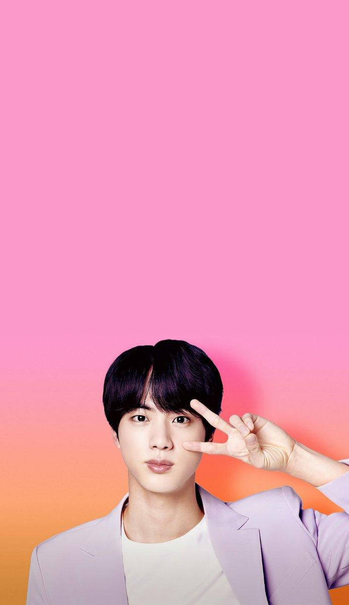 Oulike BTS Jin Pienk en Oranje Gradiënt Muurpapier