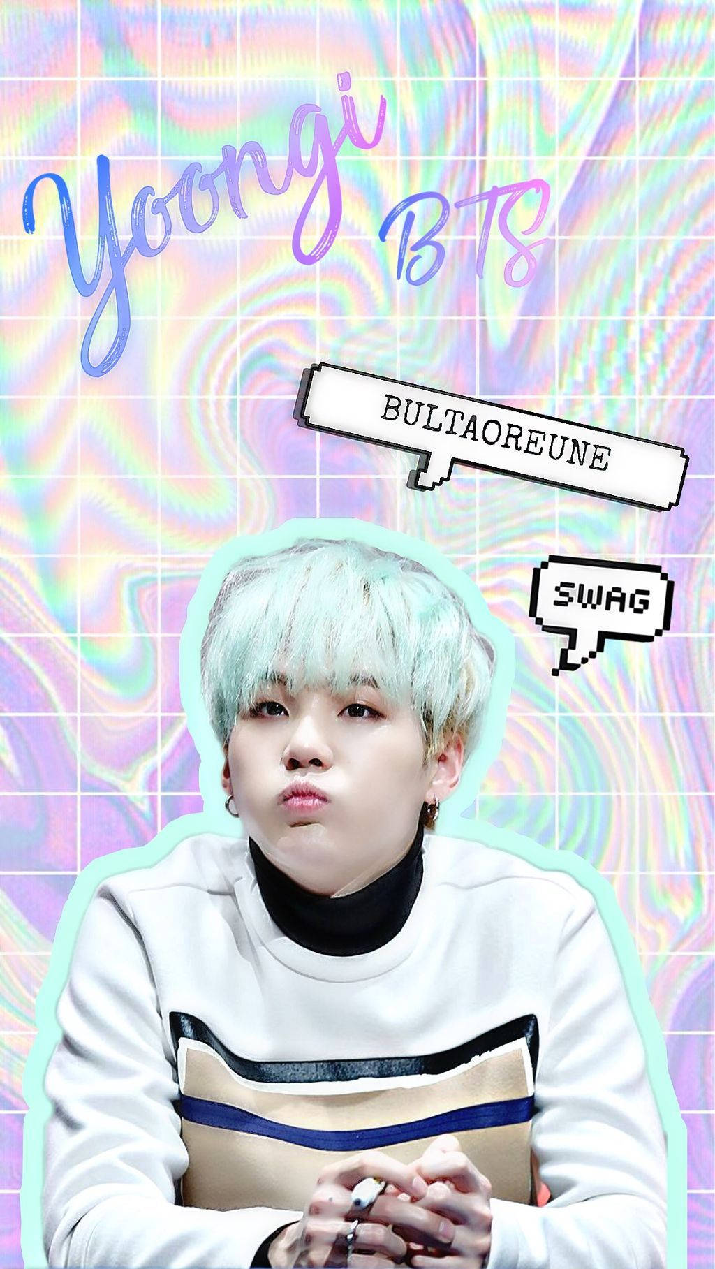 Oulike BTS Suga Spraakborrels Muurpapier