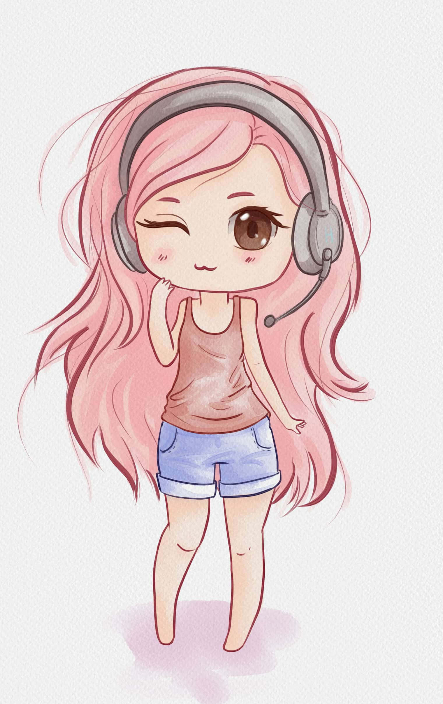 Oulike Chibi-karakter Muurpapier