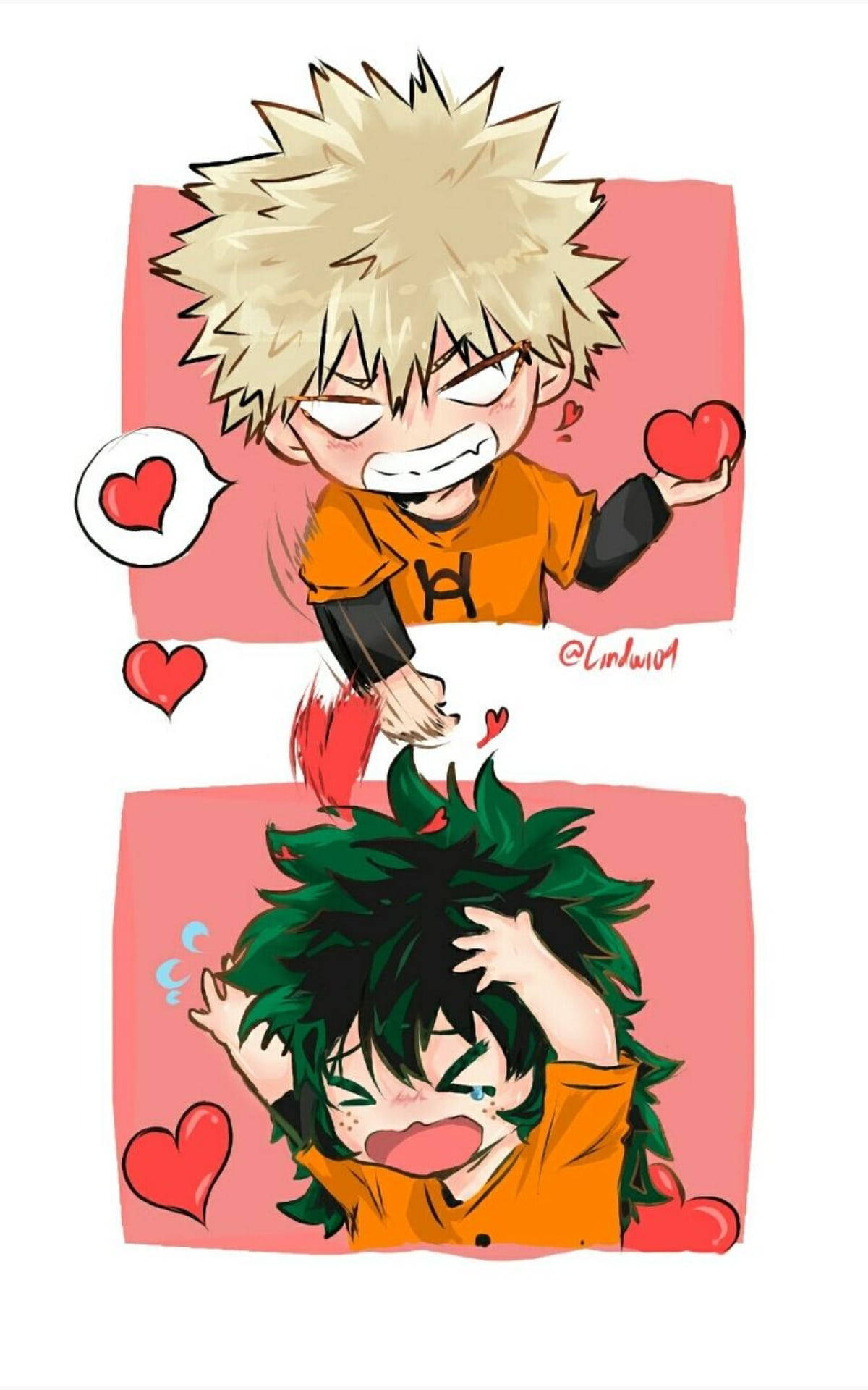 Oulike Deku en Bakugou Strokiesprent Muurpapier