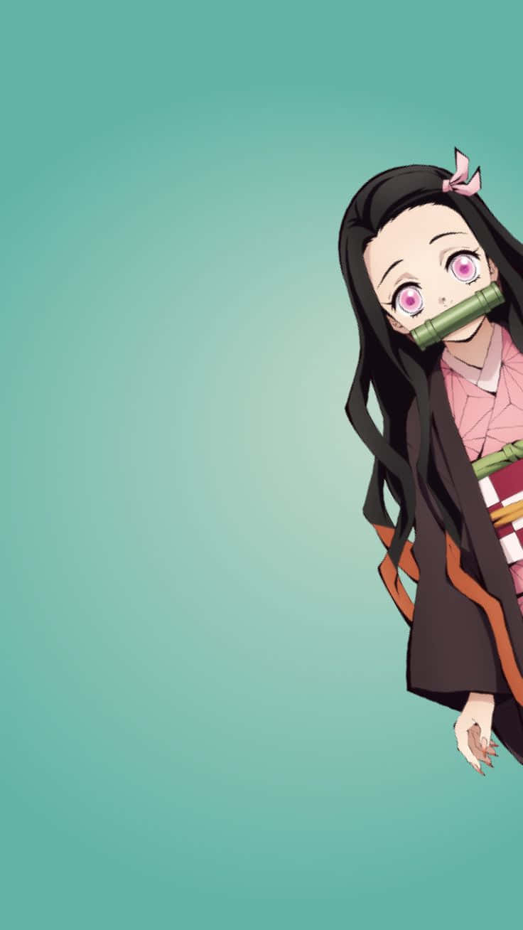 Oulike Demon Slayer Karakter Nezuko Kamado Minimalistiese Grafiese Kuns Muurpapier