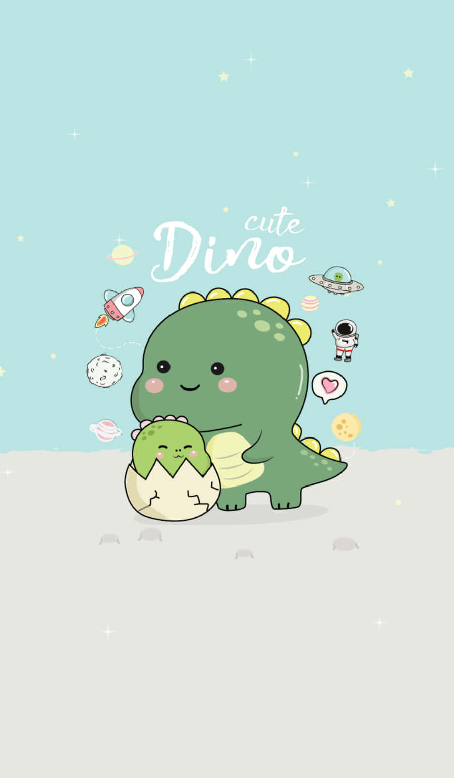 Oulike Dino Ruimteplakkers Prent Muurpapier
