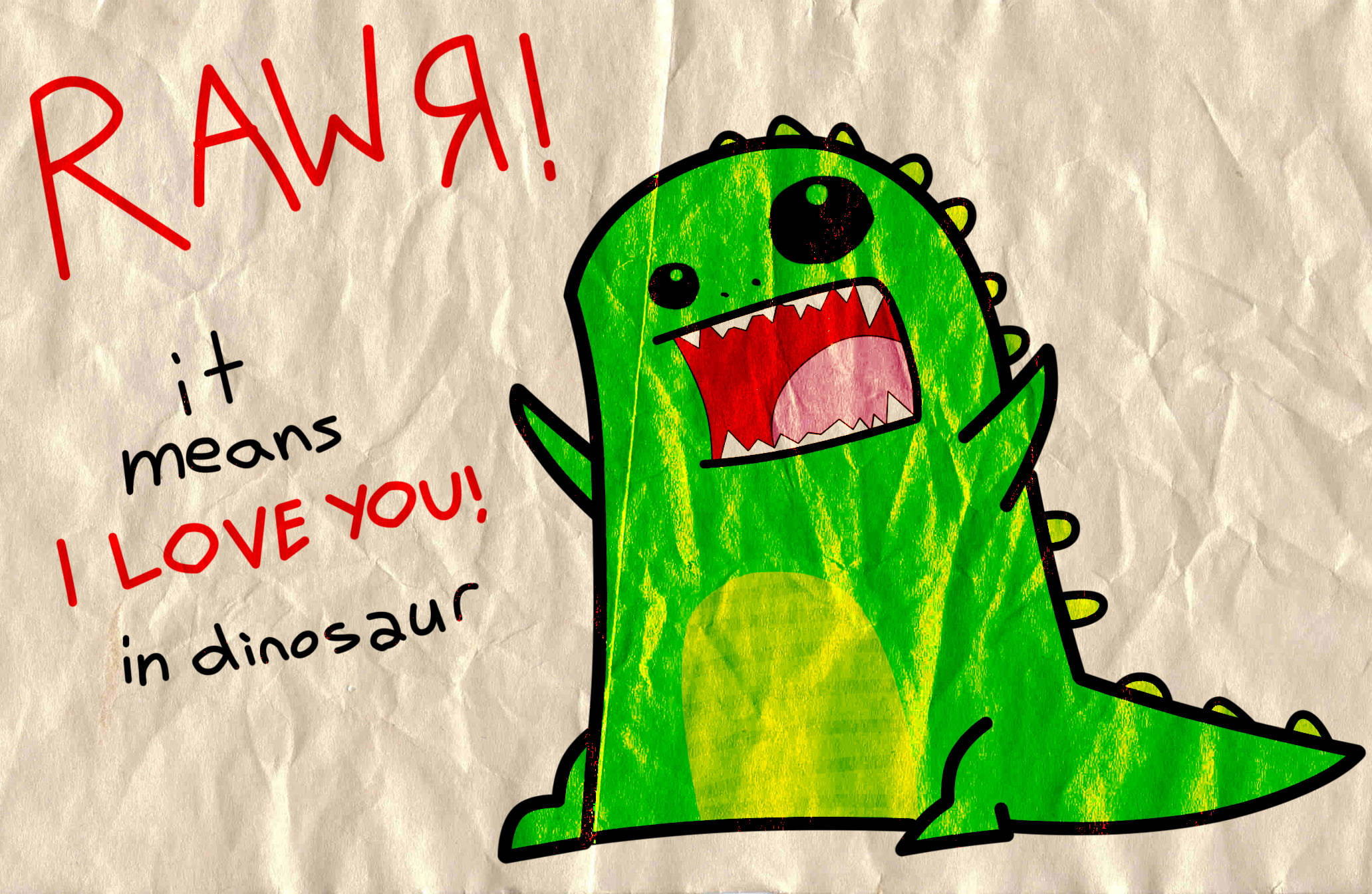 Oulike Dinosourus Rawr Ek Lief Jou Muurpapier