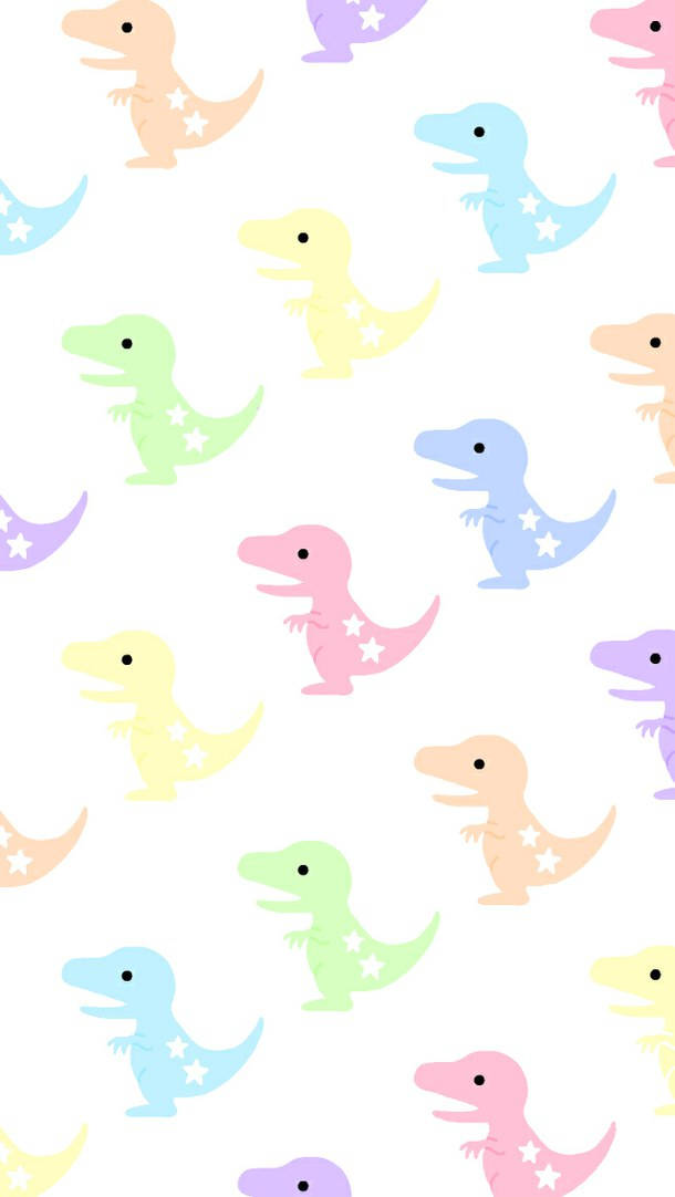 Oulike Dinosourus Pastel Estetiese Collage Muurpapier
