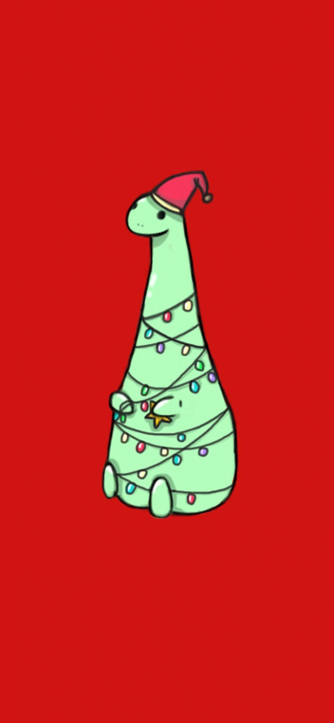 Oulike Dinosourus Kersfees Foon Muurpapier