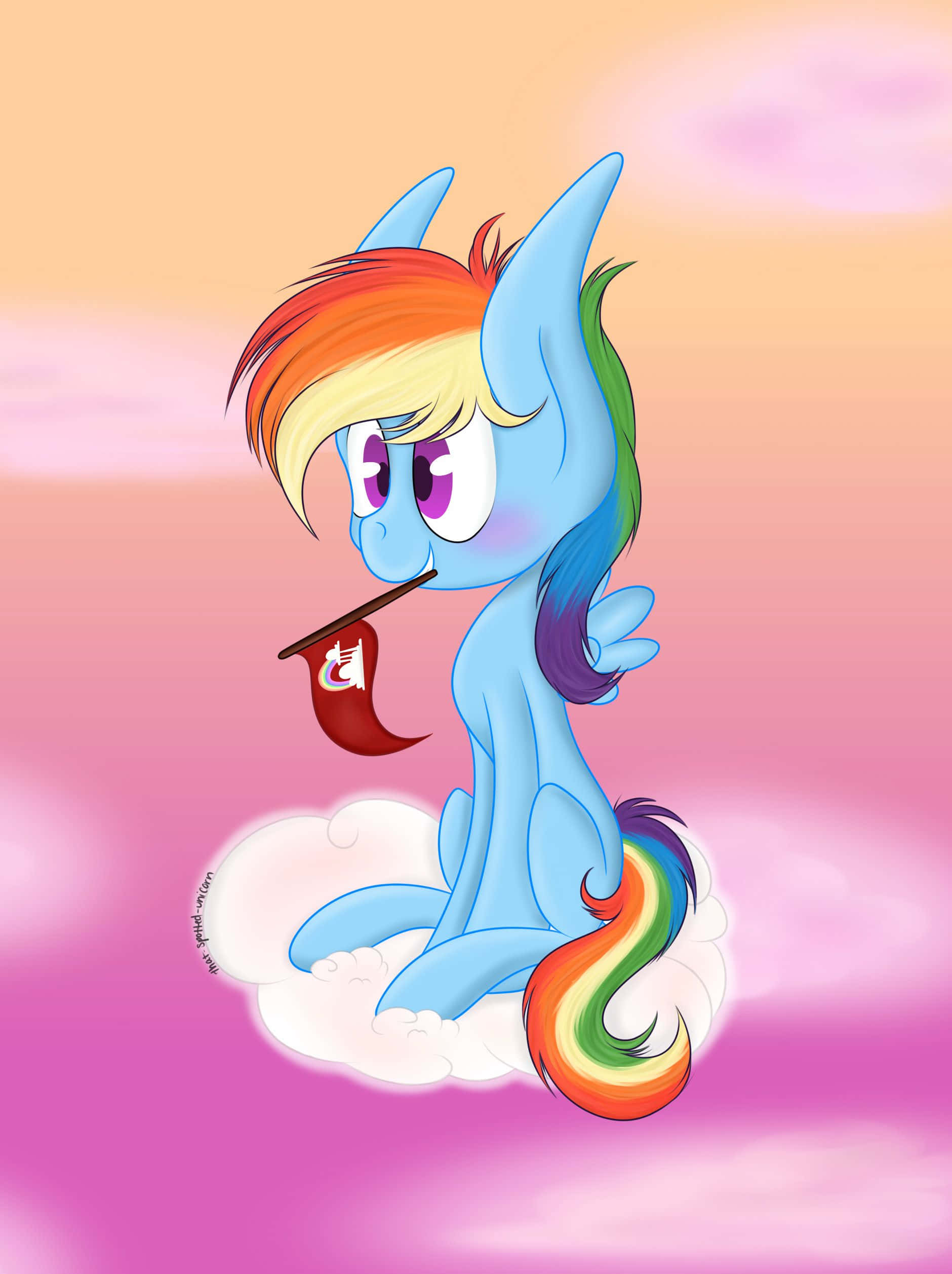 Oulike Eenhoorn Reënboog Flits My Little Pony Prent Muurpapier