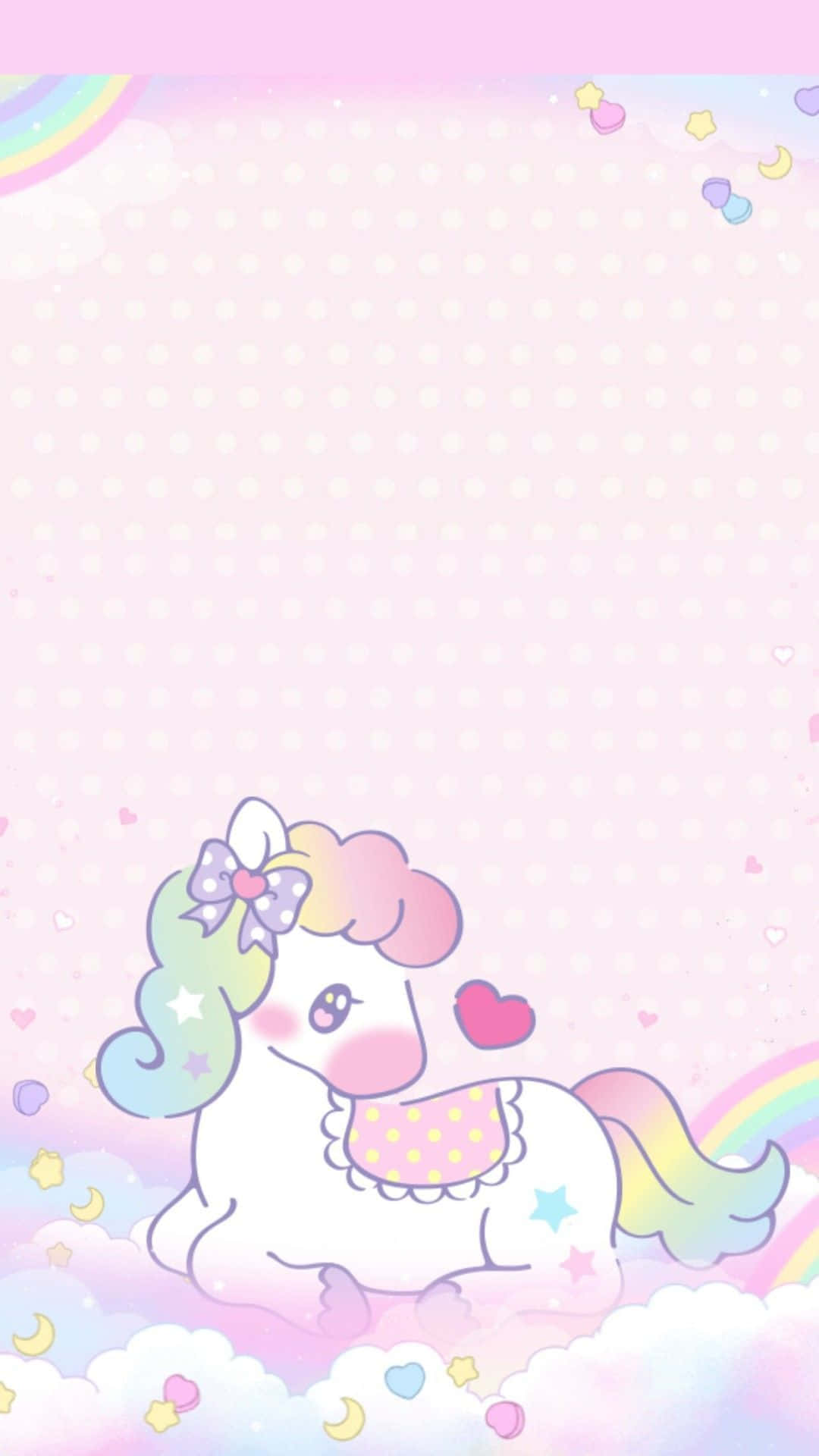 Oulike Eenhoorn Lieflike Ponnie Illustrasie Kuns Prent Muurpapier