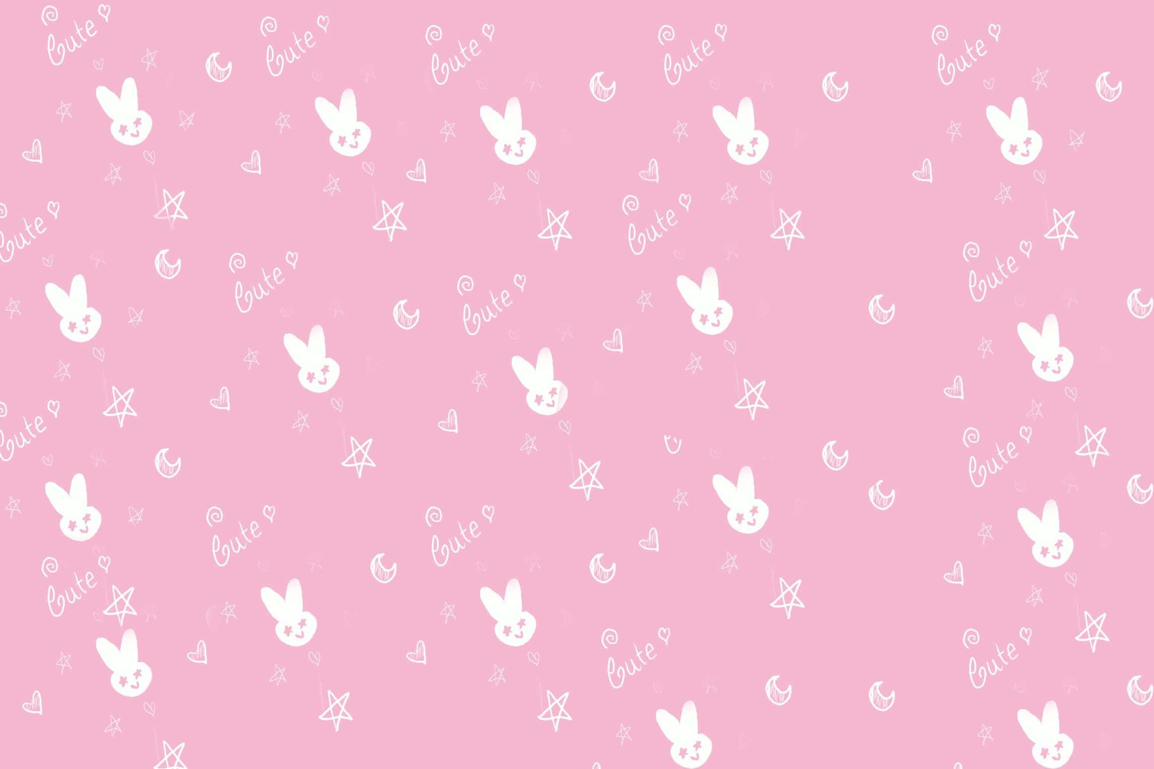 Oulike en bekoorlike Pienk Kawaii-agtergrond Muurpapier