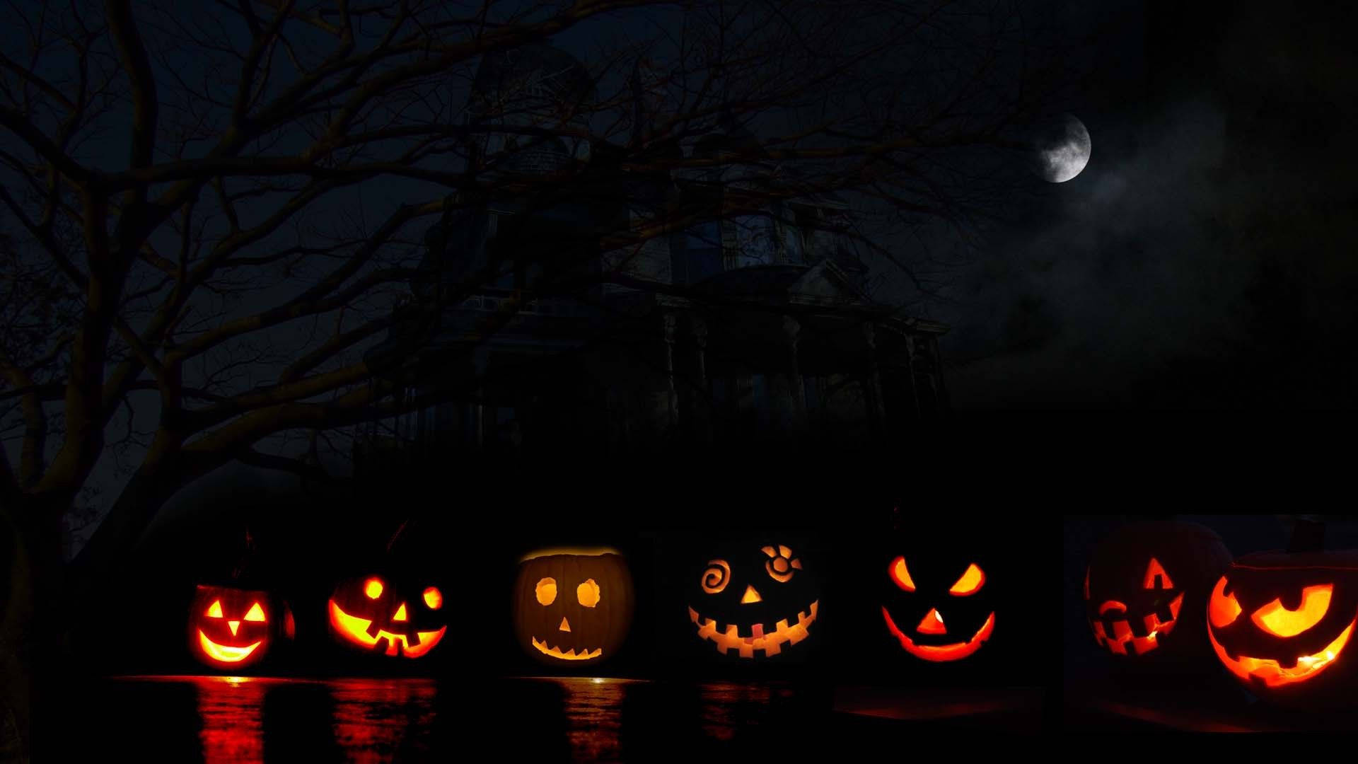 Oulike Estetiese Halloween Griezelige Jack-o'-lanterns Muurpapier