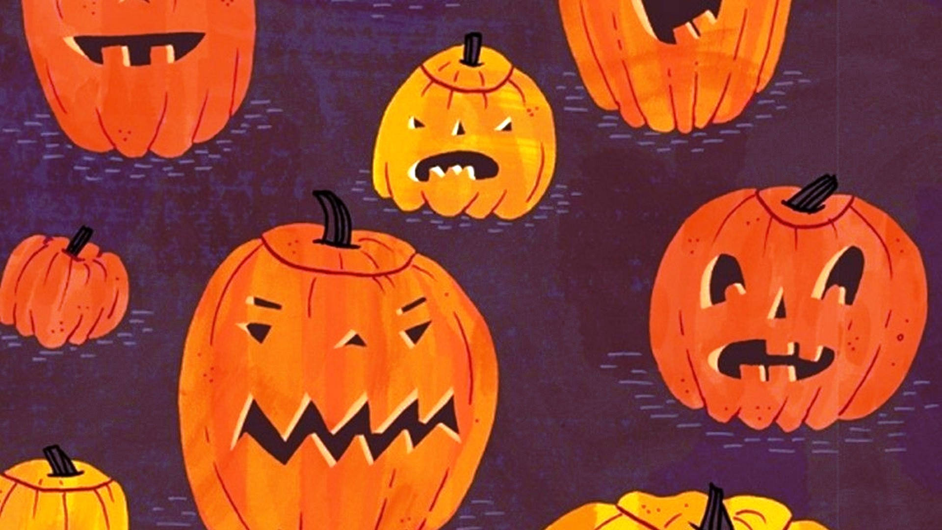 Oulike Estetiese Halloween Vreeslike Pampoene Muurpapier