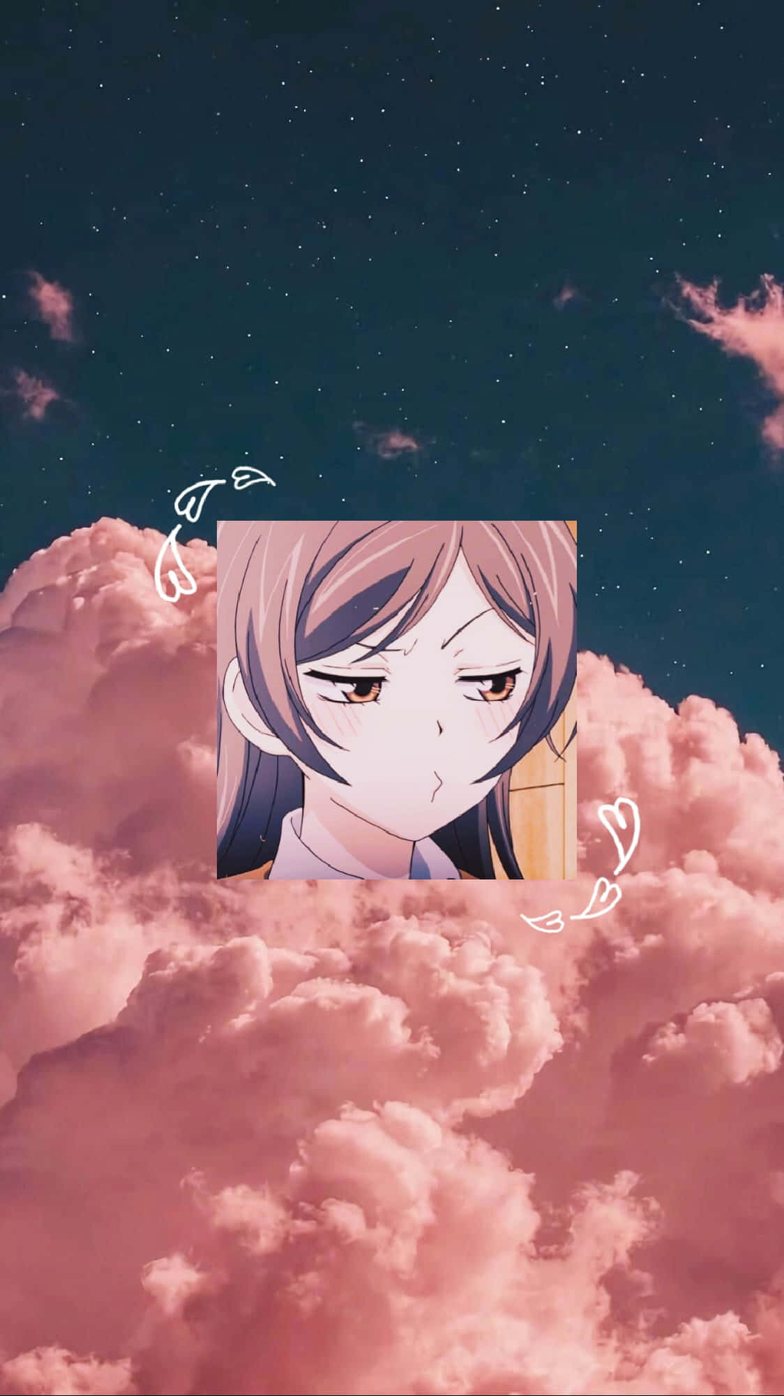 Oulike Estetiese Anime Pienk Wolke Muurpapier