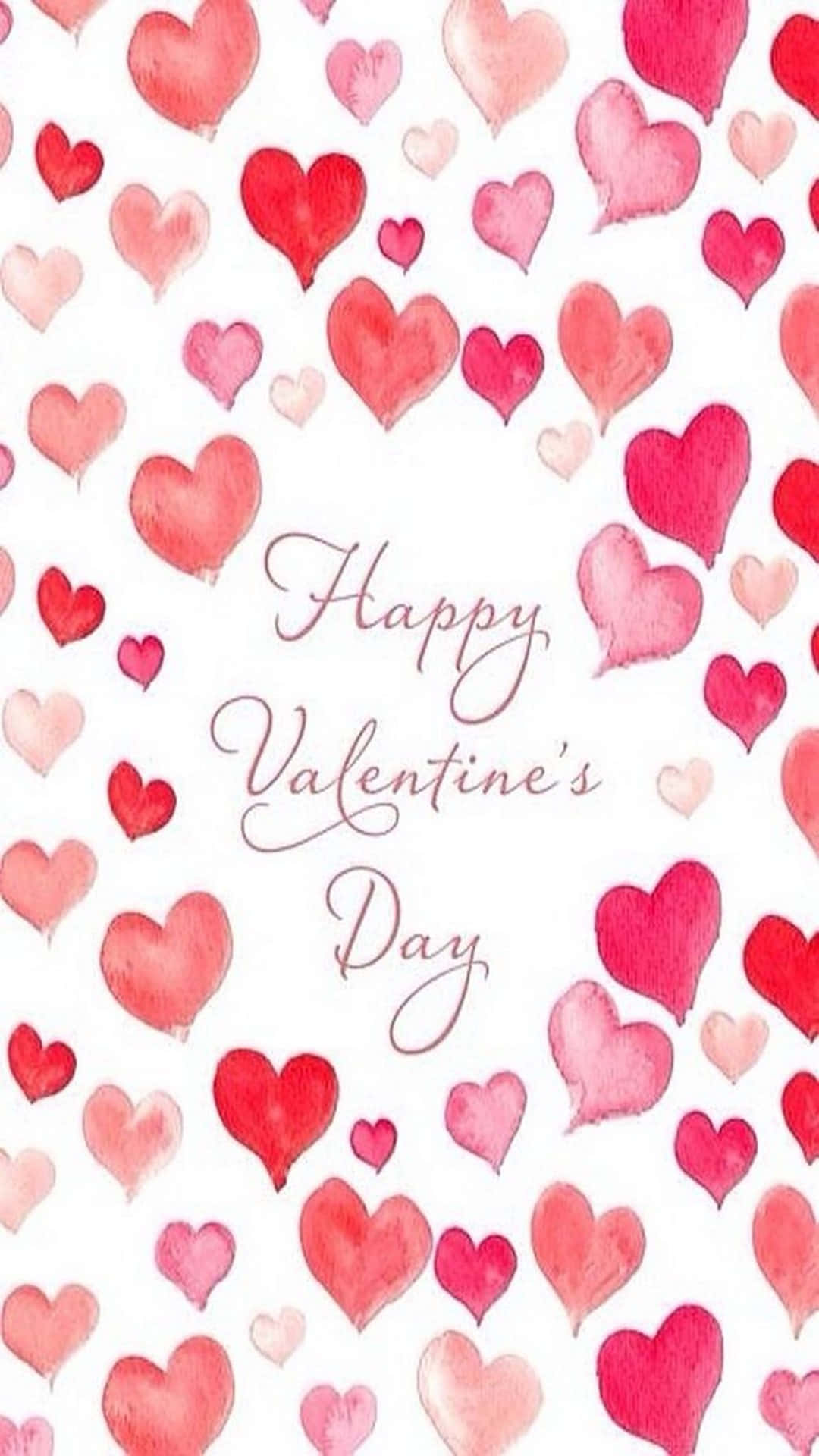 Oulike Gelukkige Valentynsdag Met Geverfde Harte Muurpapier
