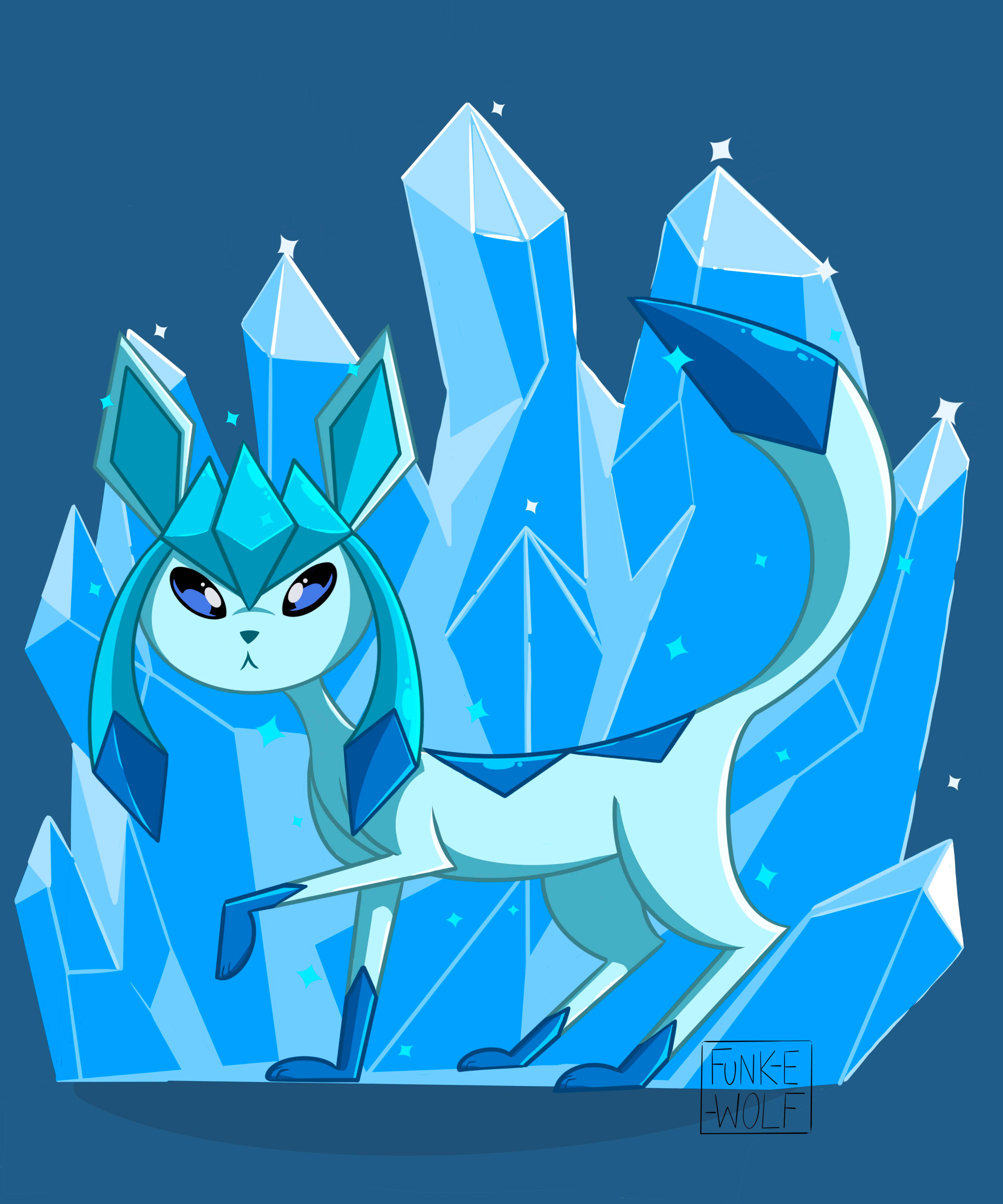 Oulike Glaceon-strokiesprent Muurpapier