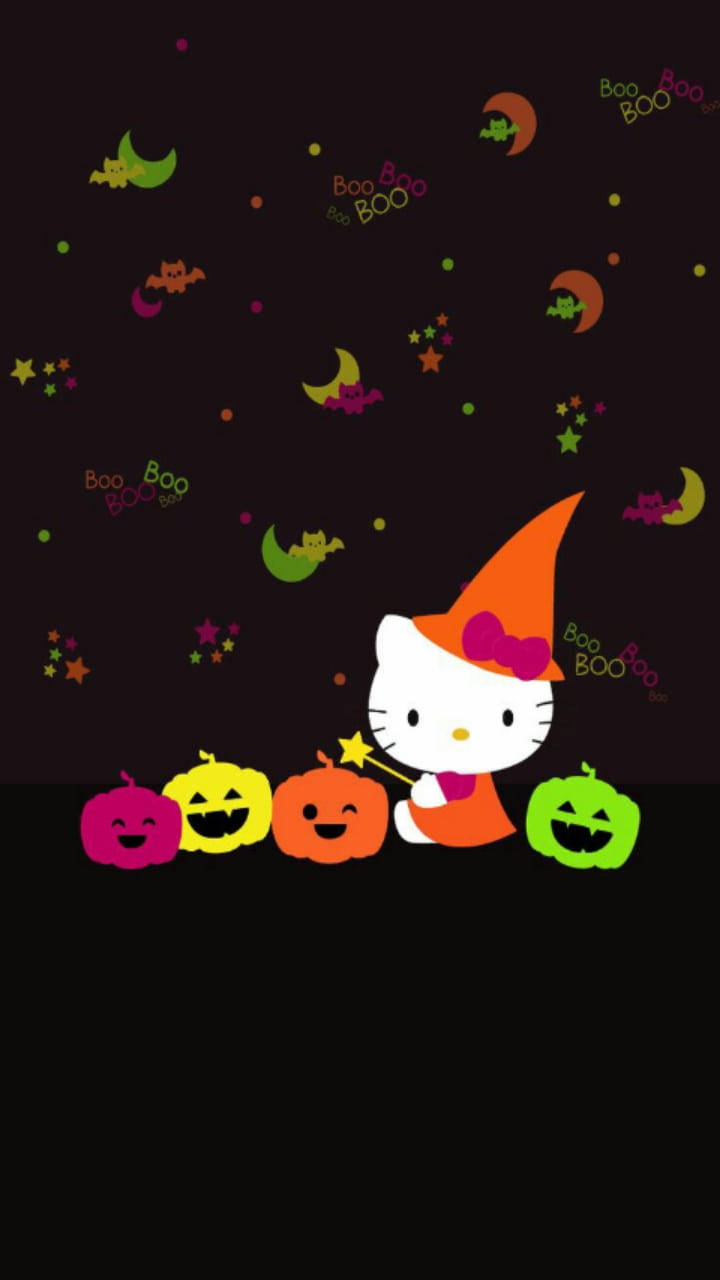 Oulike Halloween Swart Hello Kitty Muurpapier