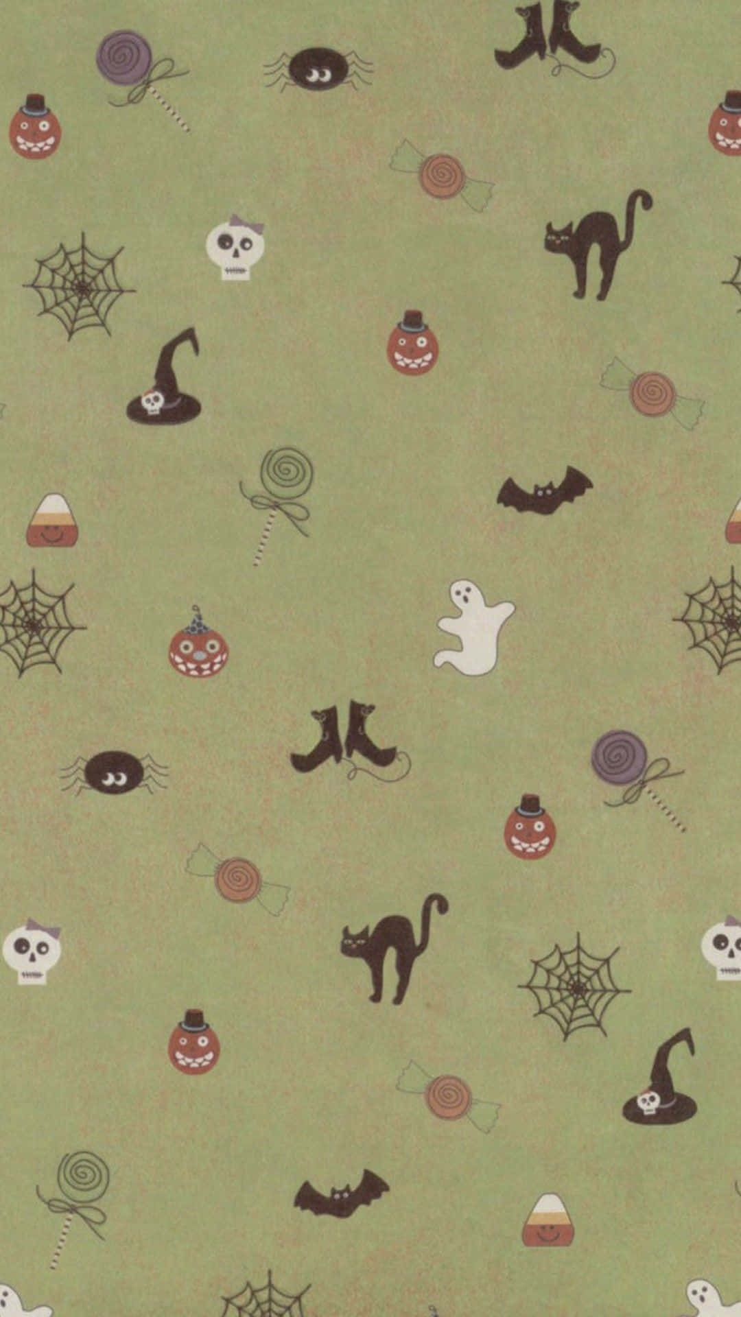 Oulike Halloween-ikone-patroon Muurpapier