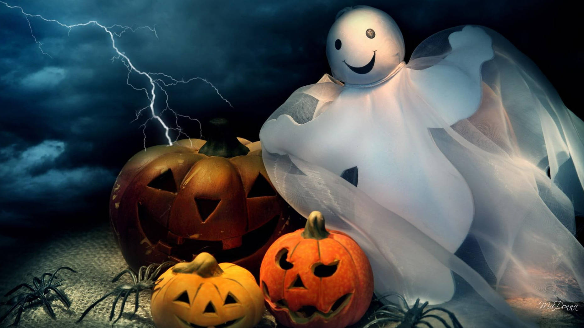 Oulike Halloween Wit Spook Muurpapier