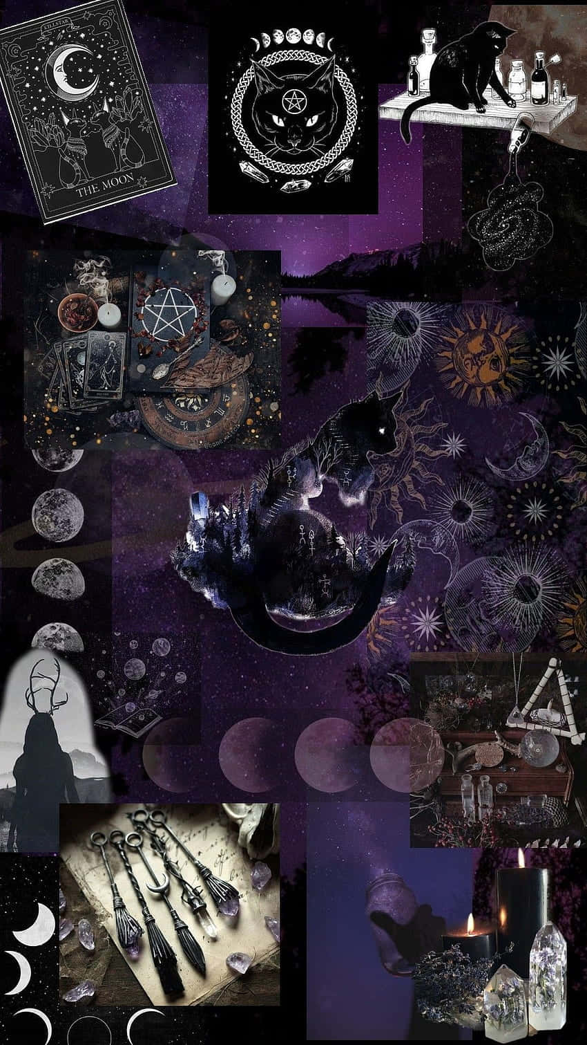 Oulike Heksagtige Collage Van Snuisterye En Goeters Muurpapier