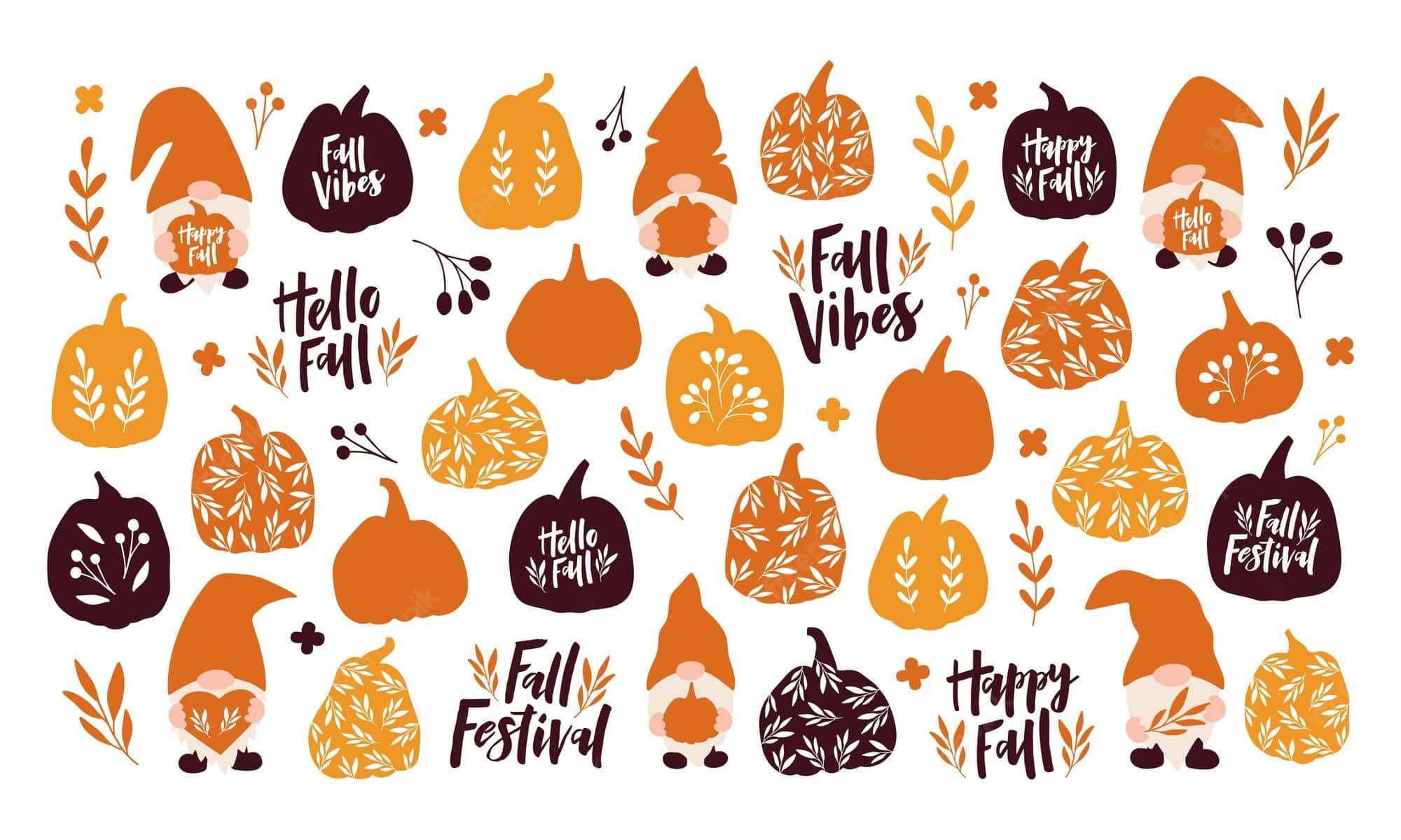Oulike Herfs Patrone Halloween Illustrasie Muurpapier