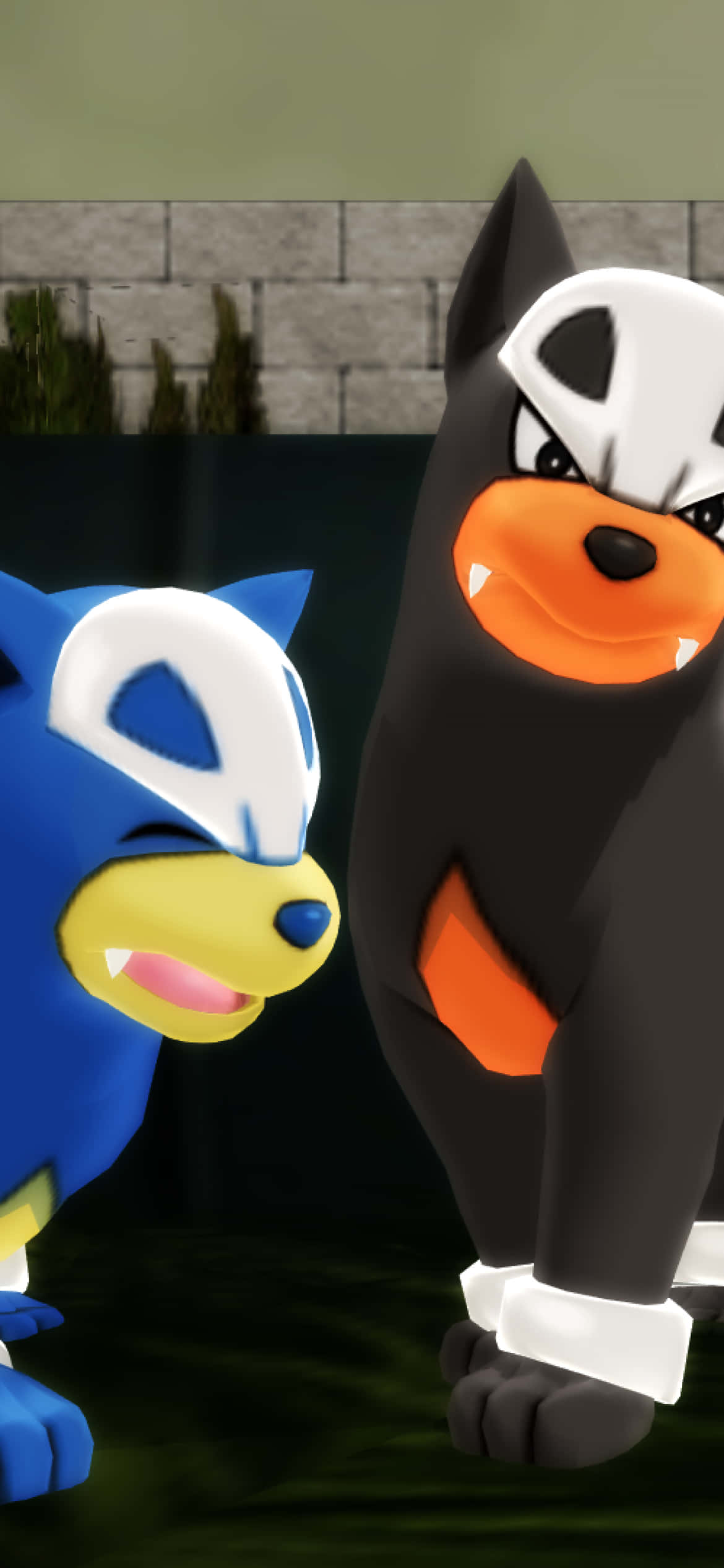 Oulike Houndour en Glansende Houndour Telefoon Muurpapier