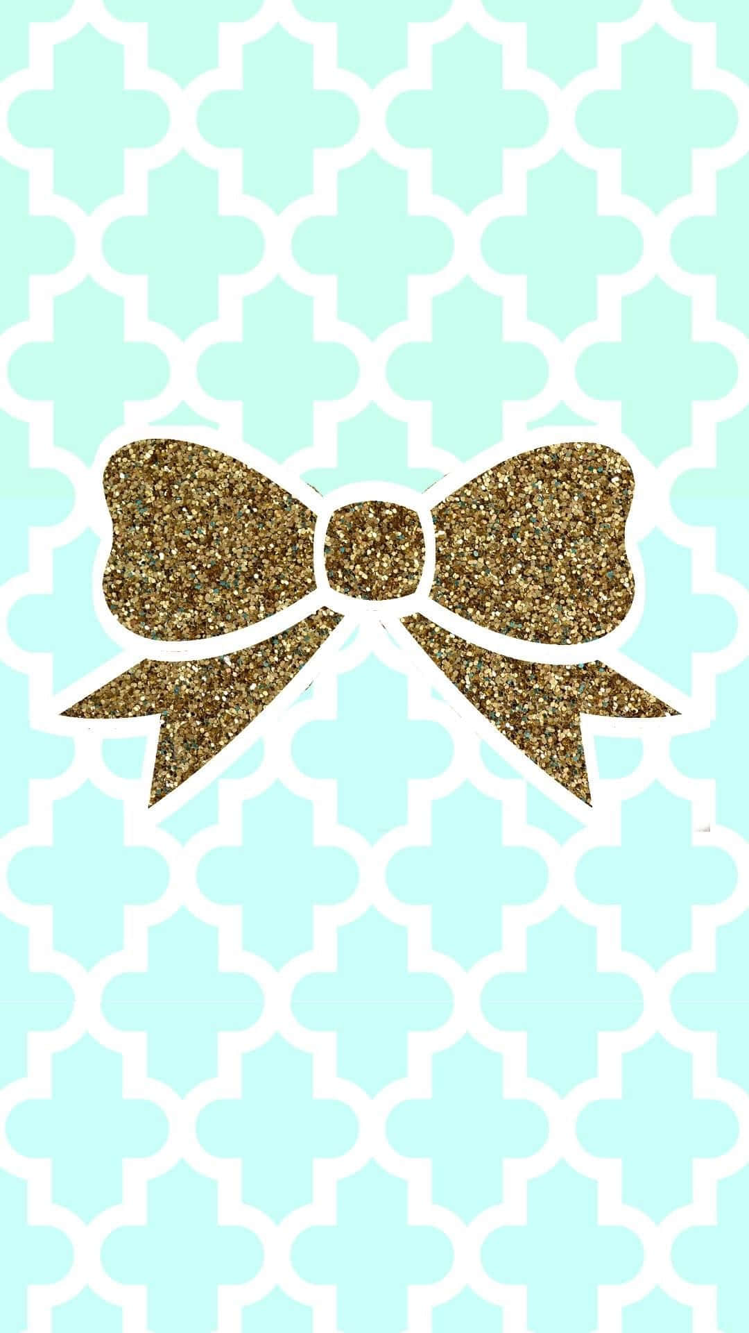 Oulike iPhone Teal Patroon met Goue Lint Illustrasie Muurpapier