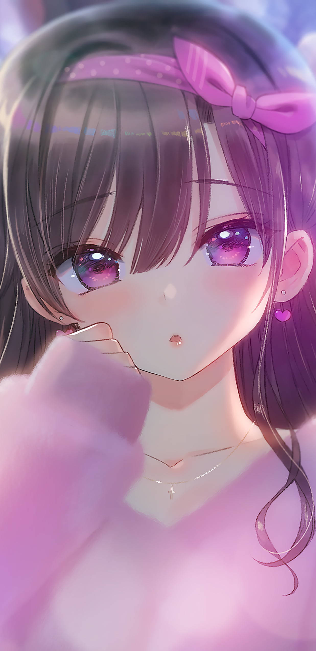 Oulike Kawaii Anime Modieuse Pienk Meisie Muurpapier
