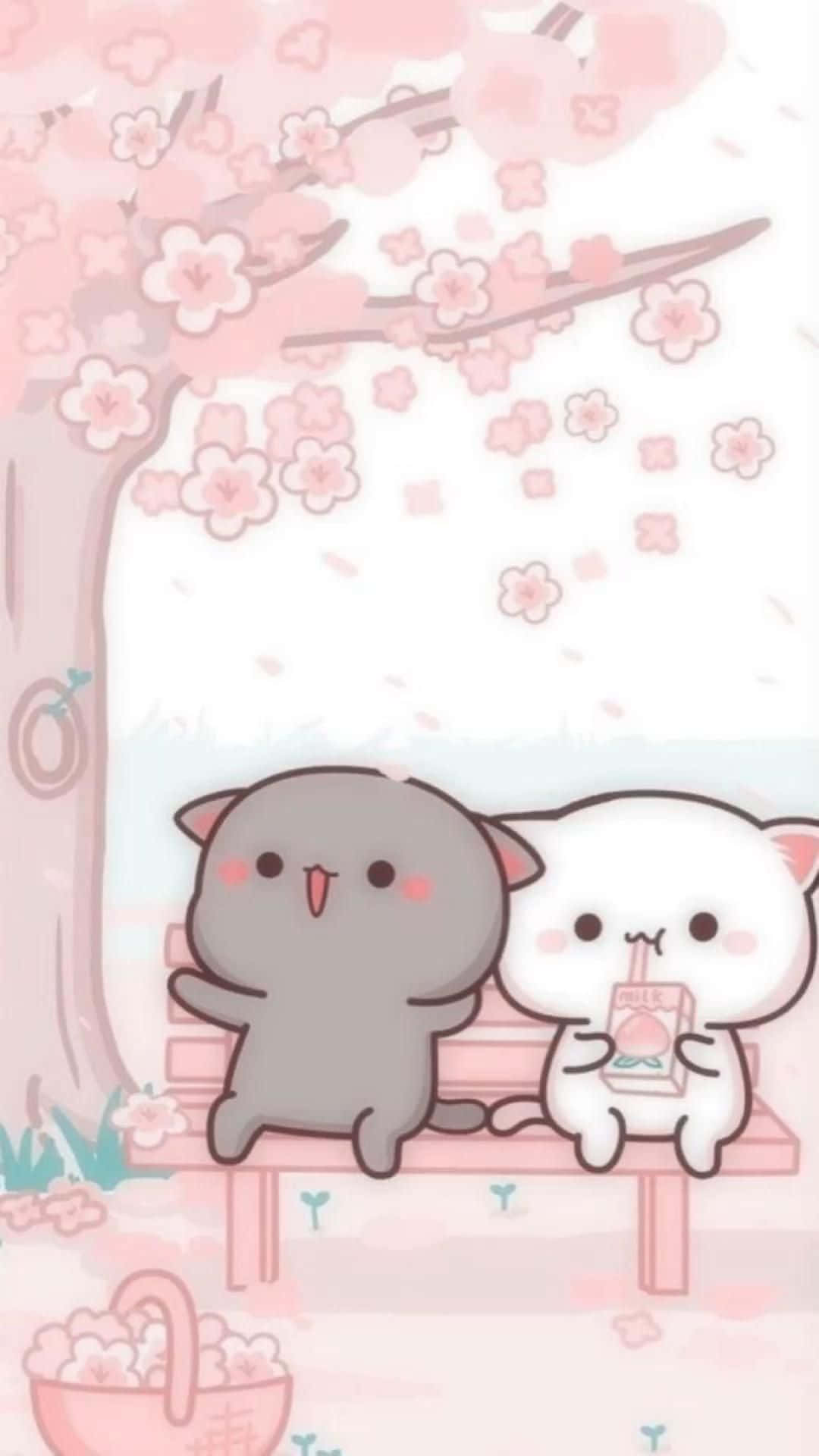 Oulike Kawaii Katte Peach En Goma Muurpapier