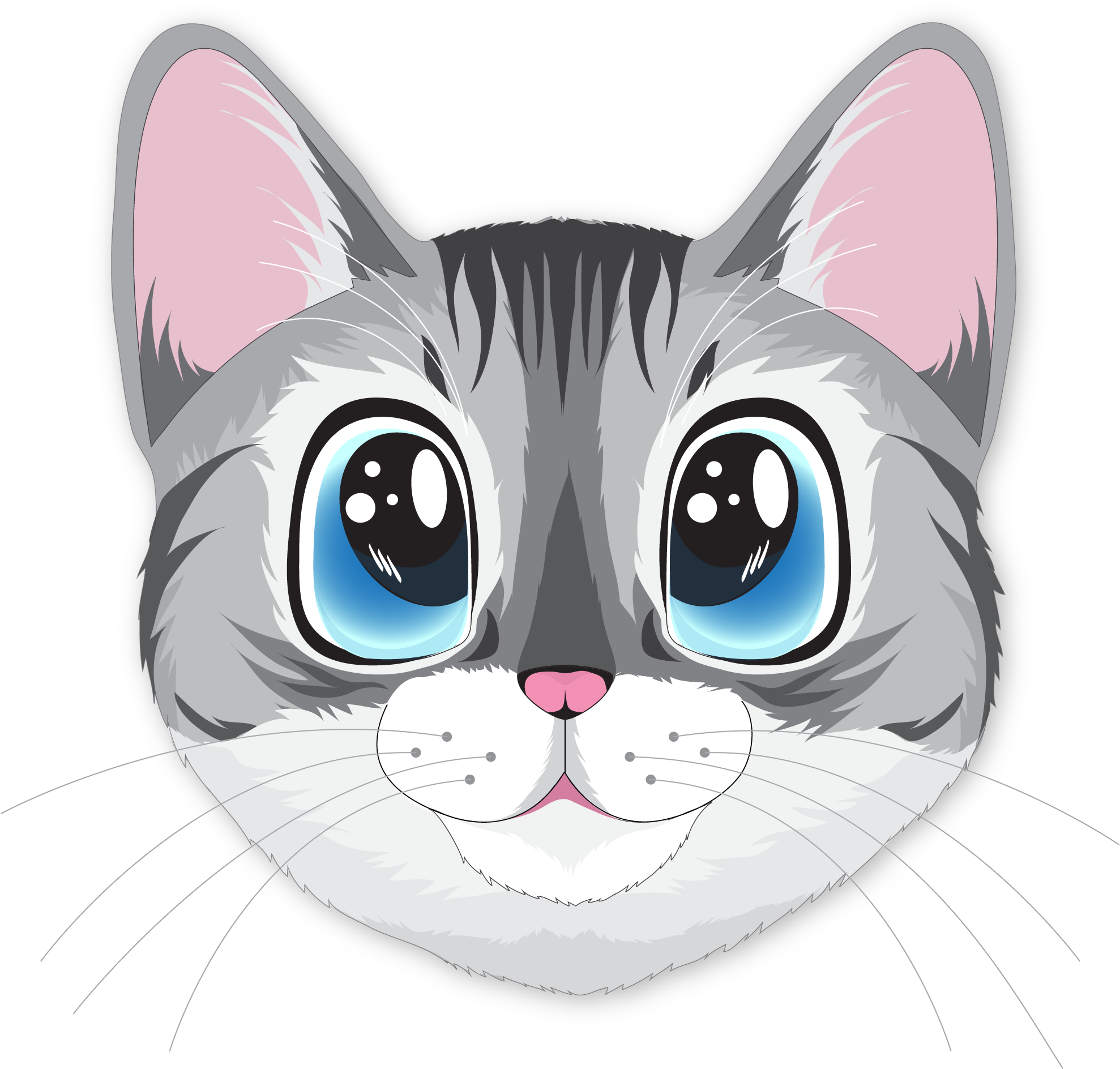 Oulike Kawaii Kat Illustrasie.PNG Muurpapier
